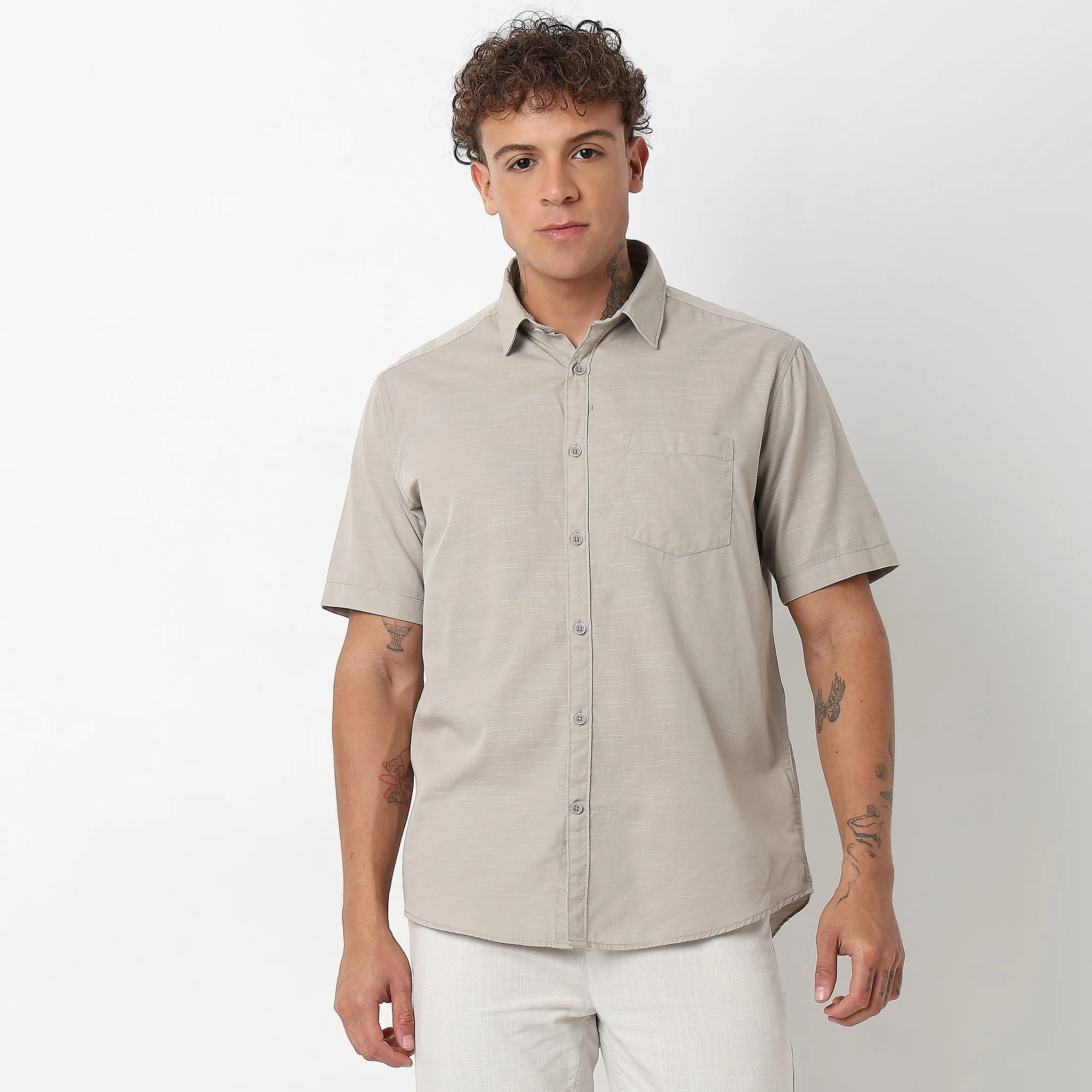 Slim Fit Solid Shirt - Image 27