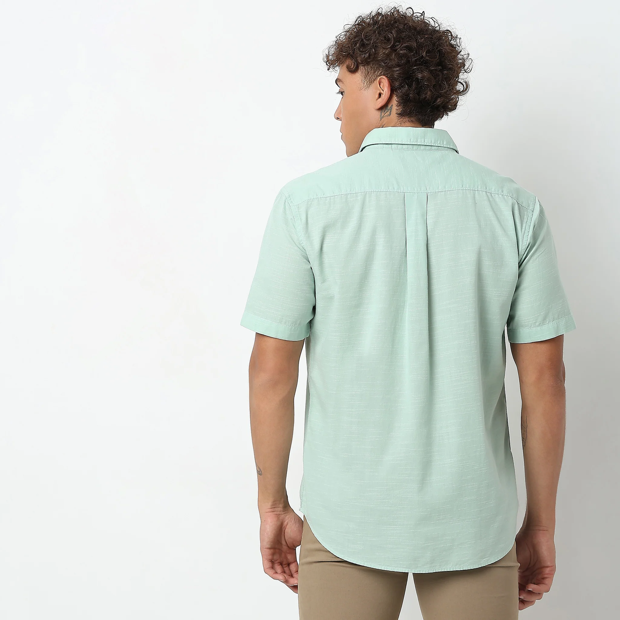 Slim Fit Solid Shirt - Image 3
