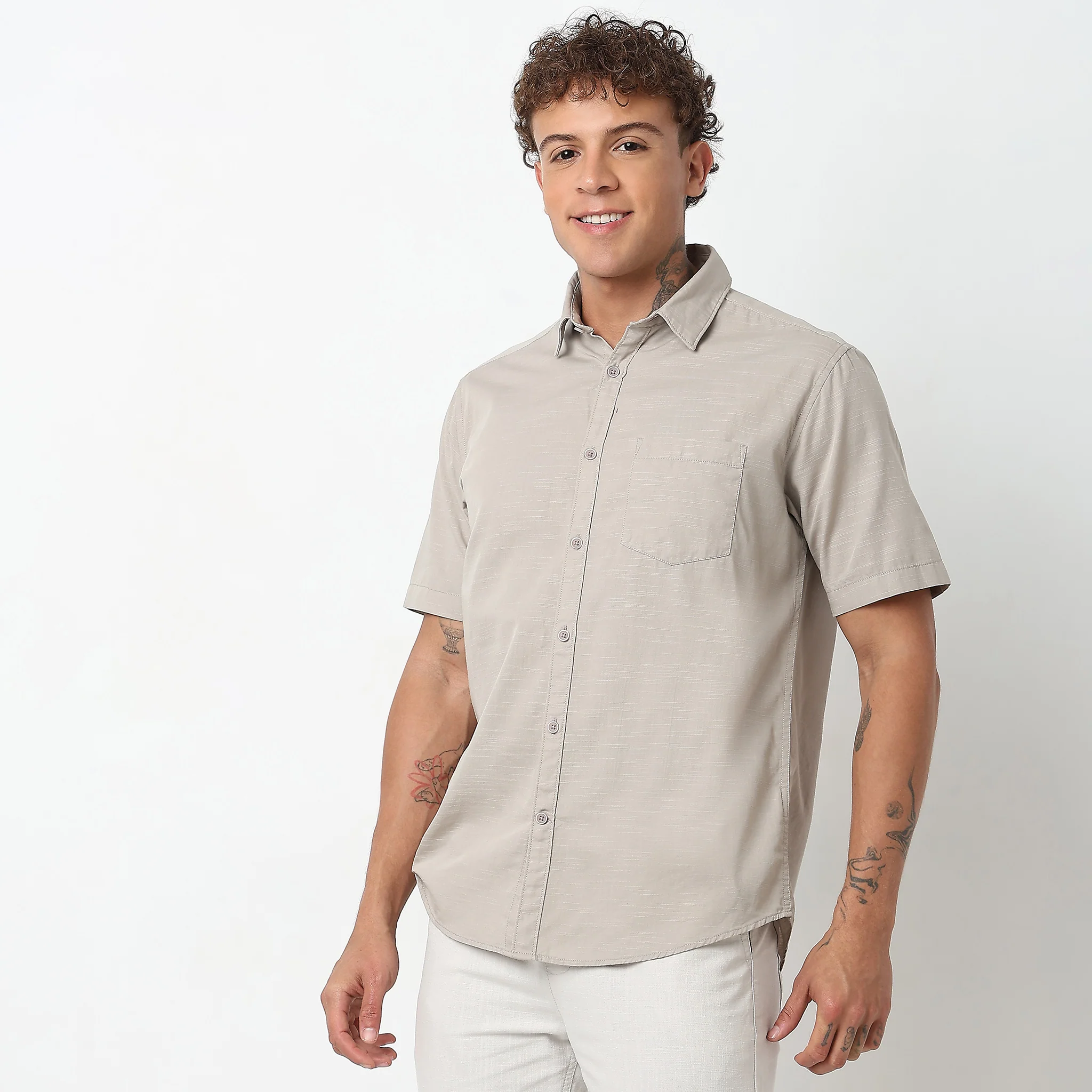 Slim Fit Solid Shirt - Image 30