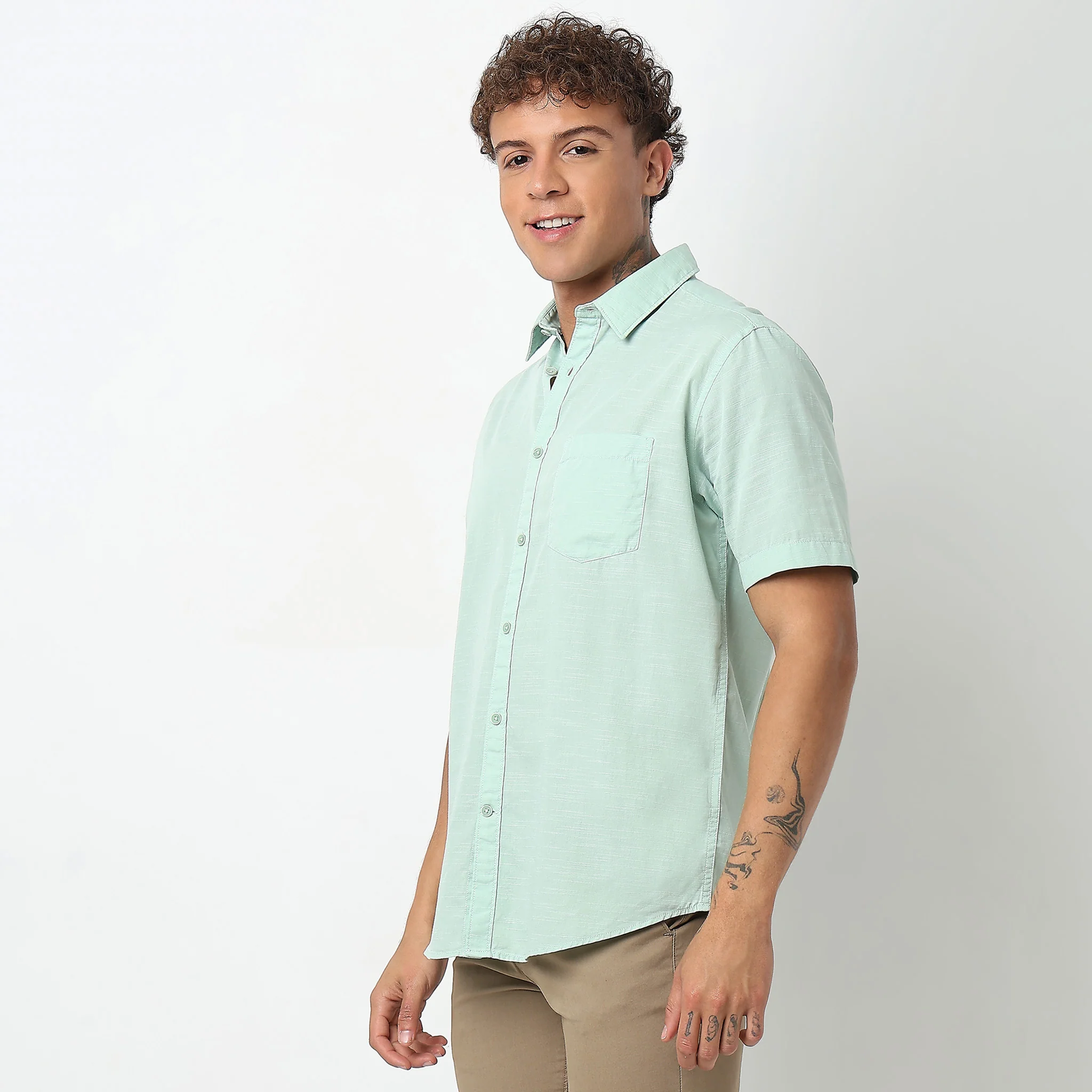 Slim Fit Solid Shirt - Image 5