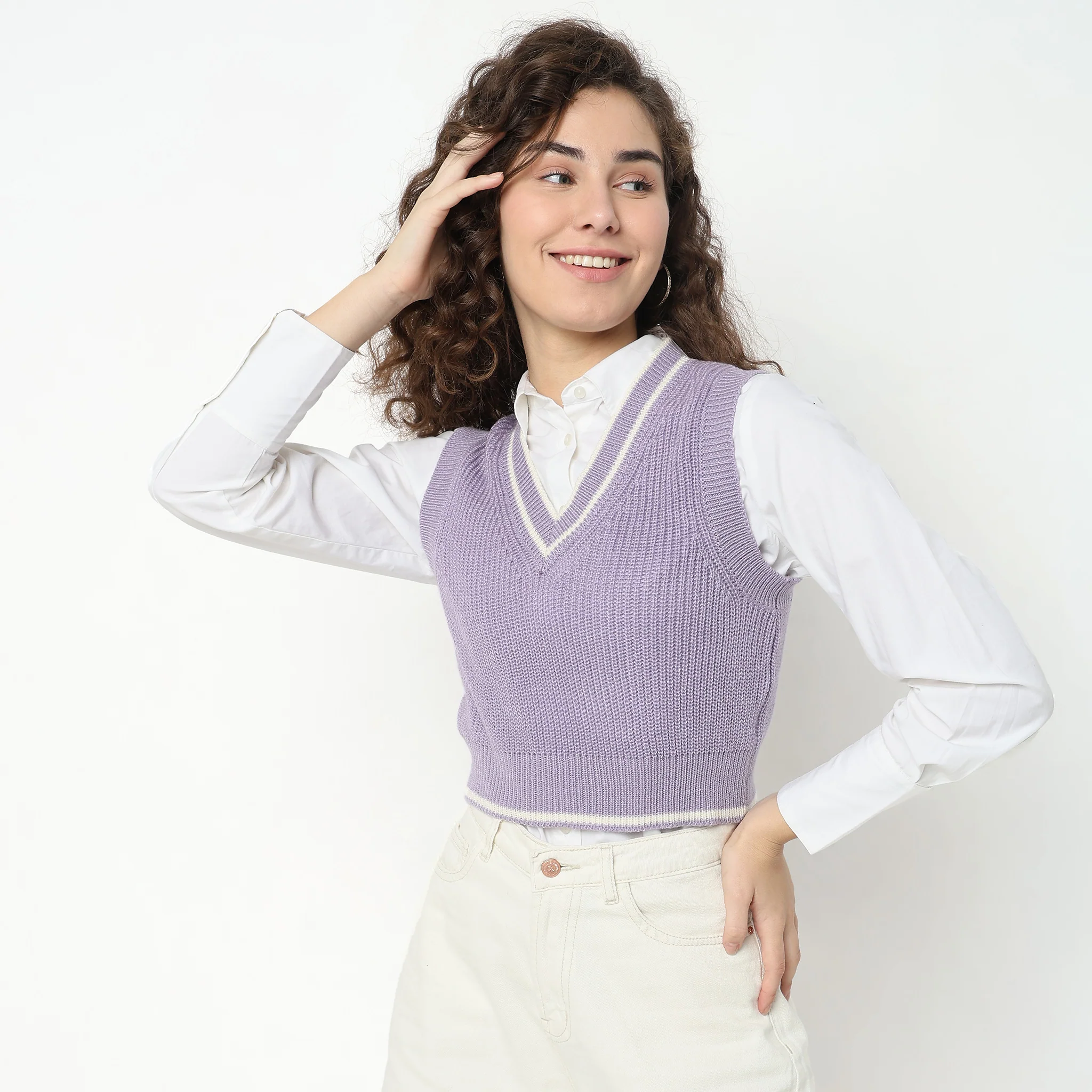 Slim Fit Solid Sweater - Image 2