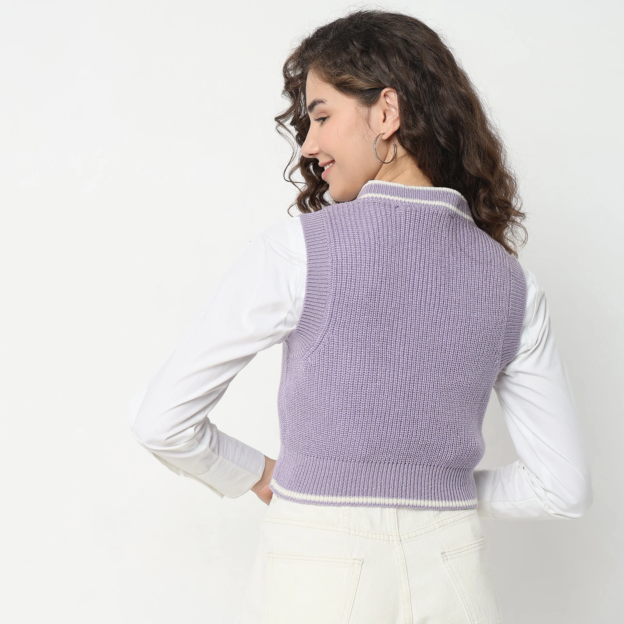 Slim Fit Solid Sweater - Image 3
