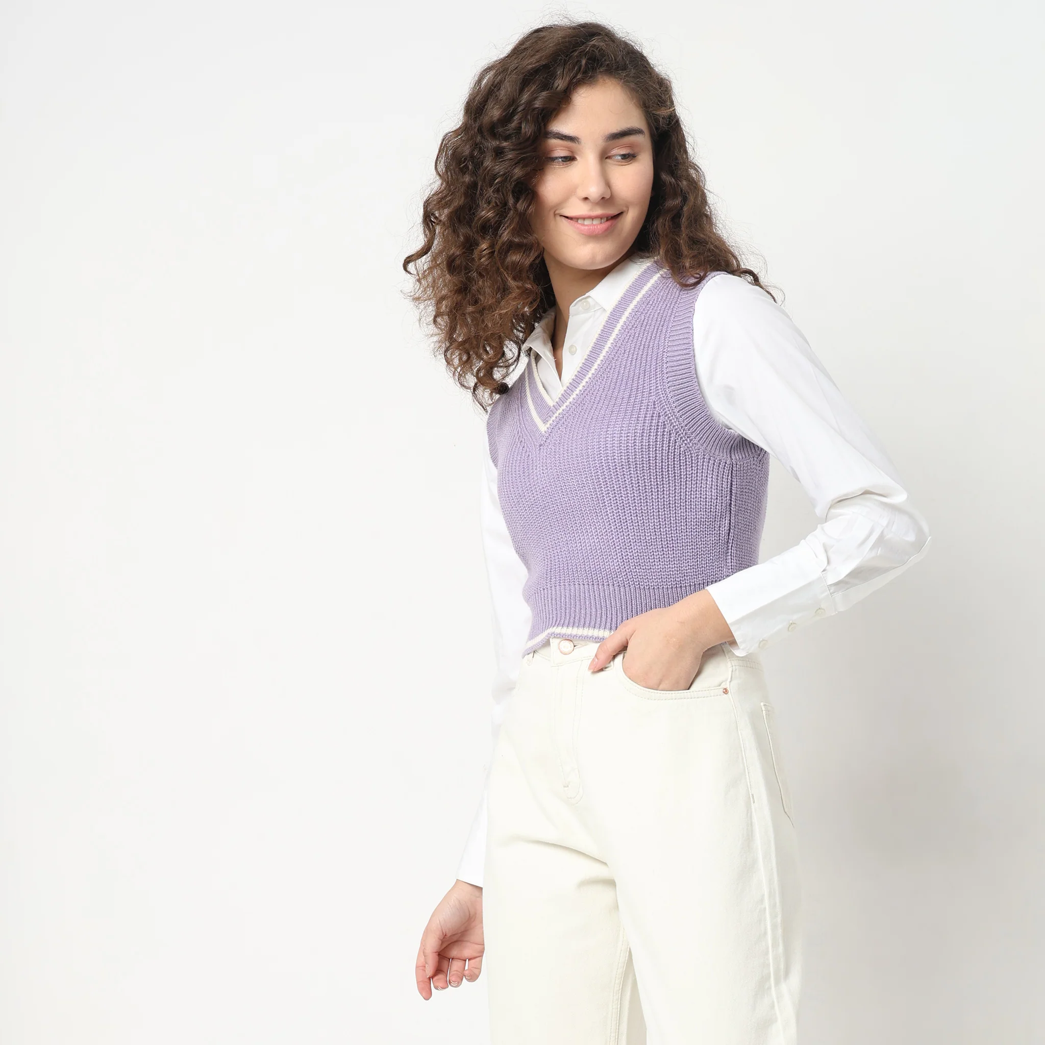 Slim Fit Solid Sweater - Image 5
