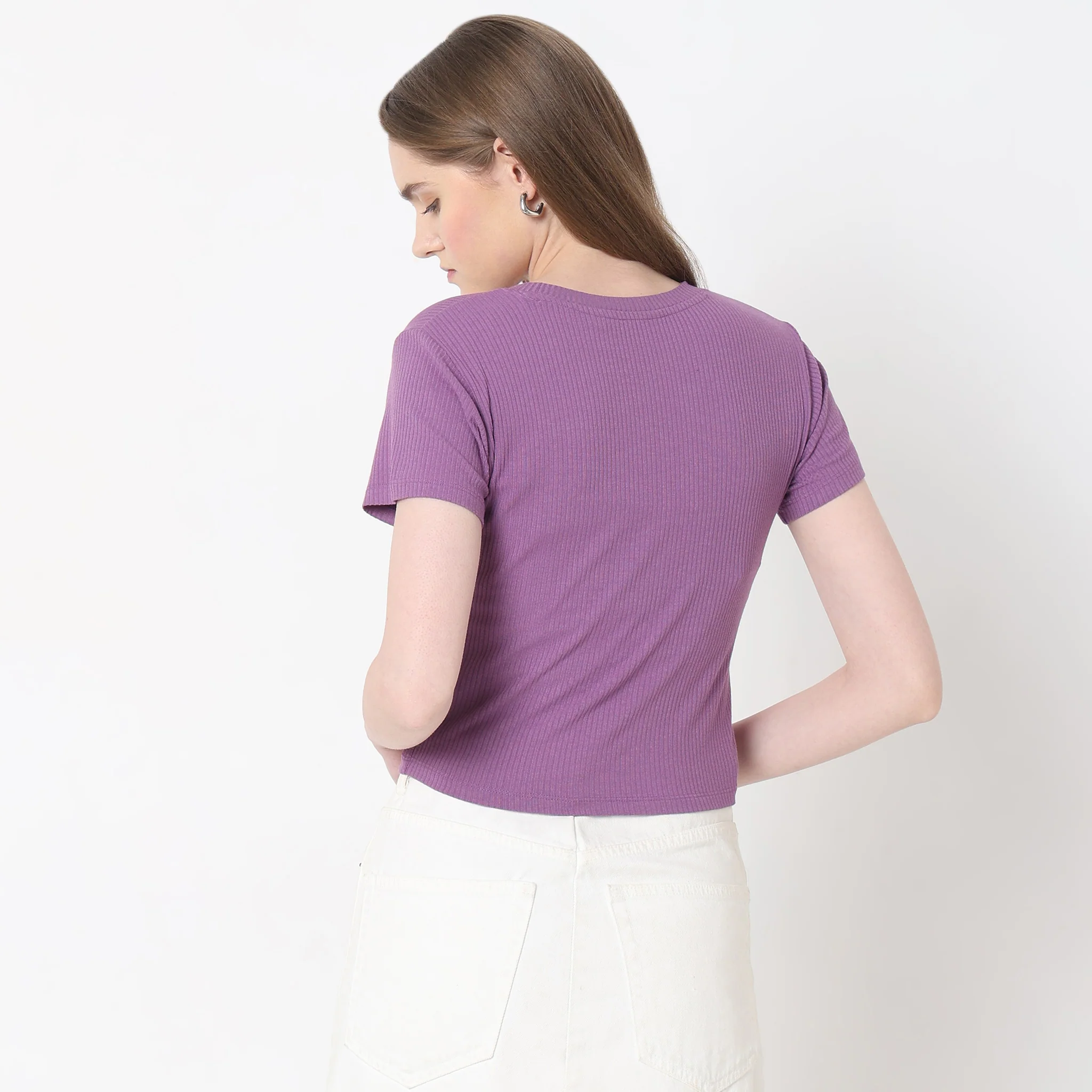 Slim Fit Solid T-Shirt - Image 8
