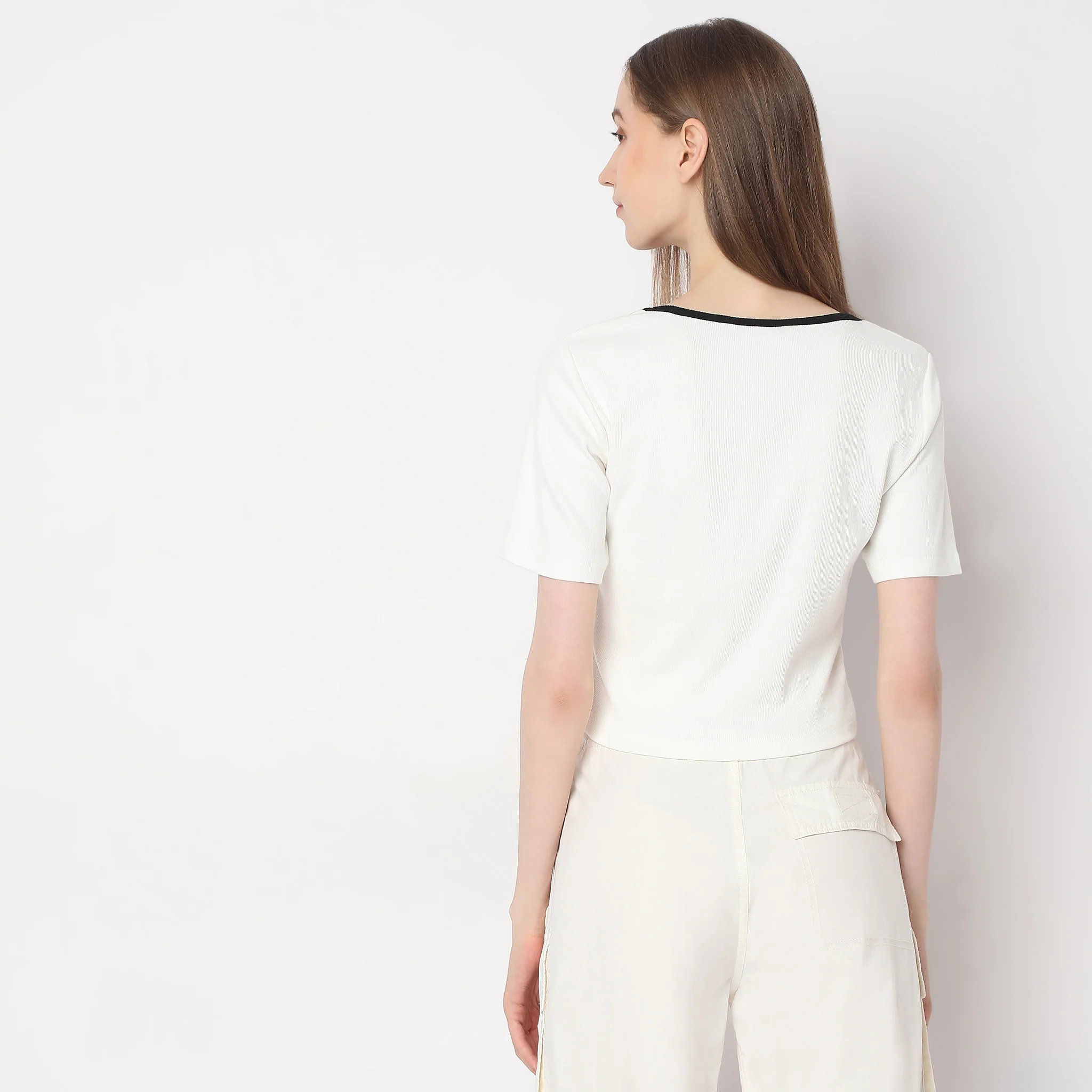 Slim Fit Solid T-Shirt - Image 3