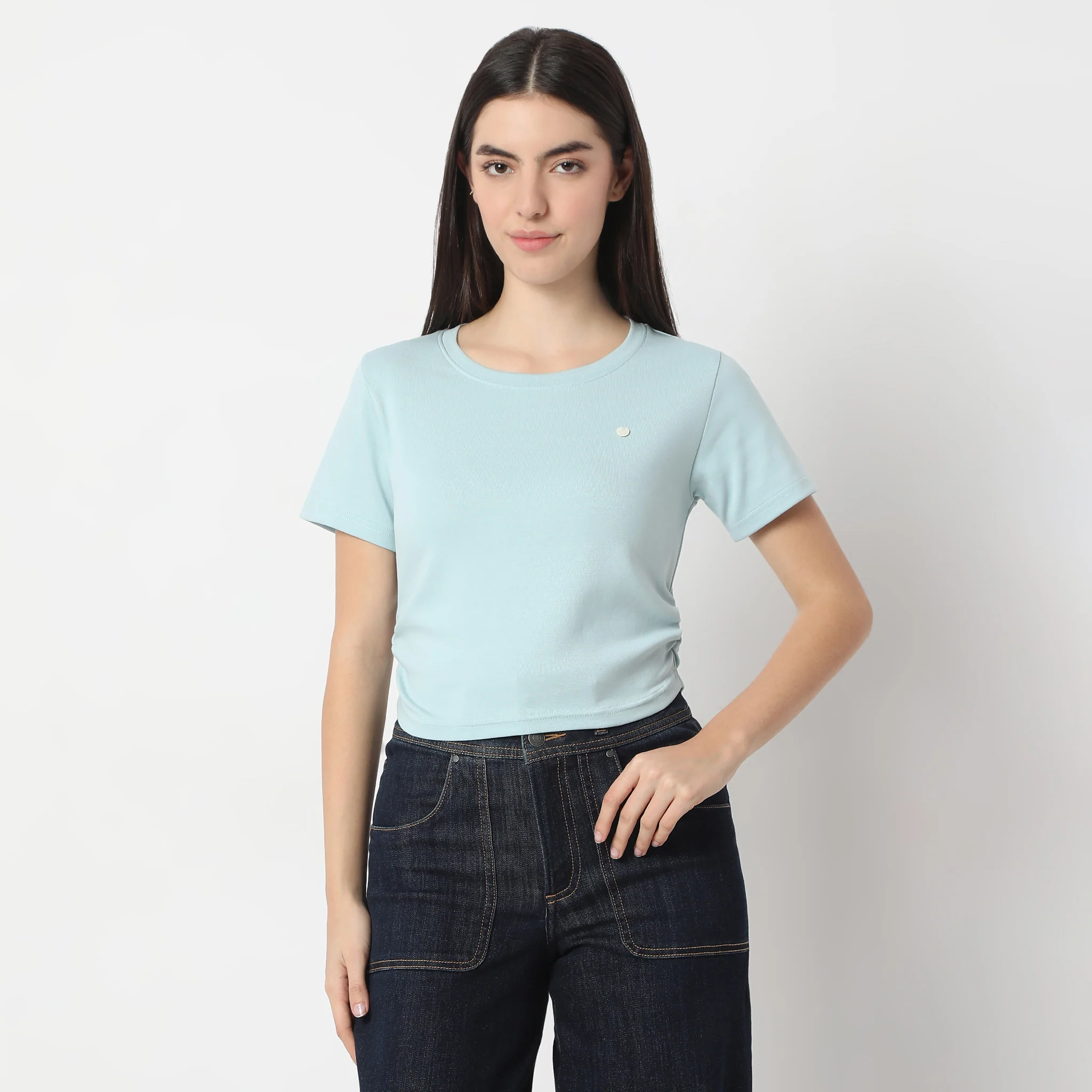 Slim Fit Short Sleeve Crop T-Shirt - Image 2