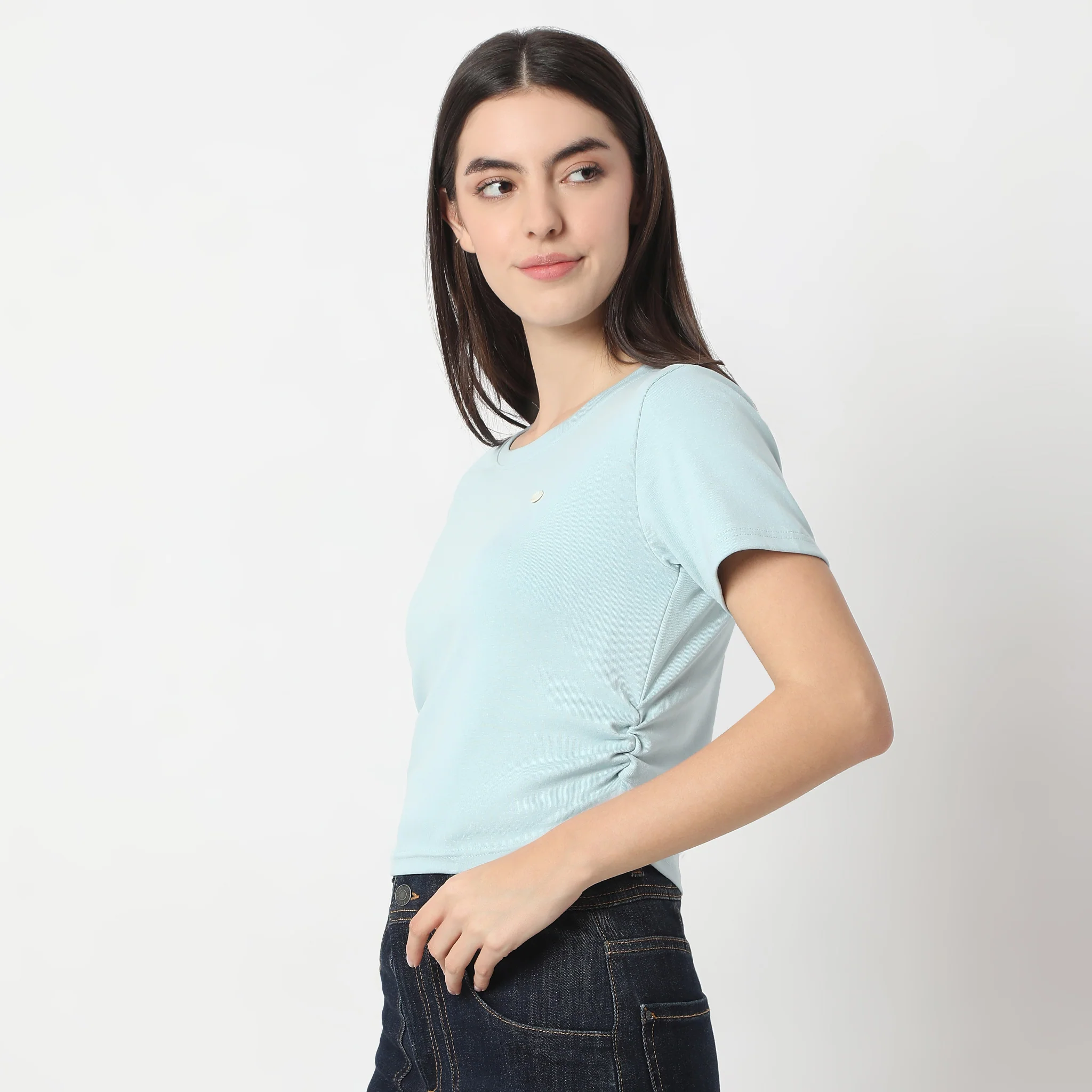 Slim Fit Short Sleeve Crop T-Shirt - Image 5