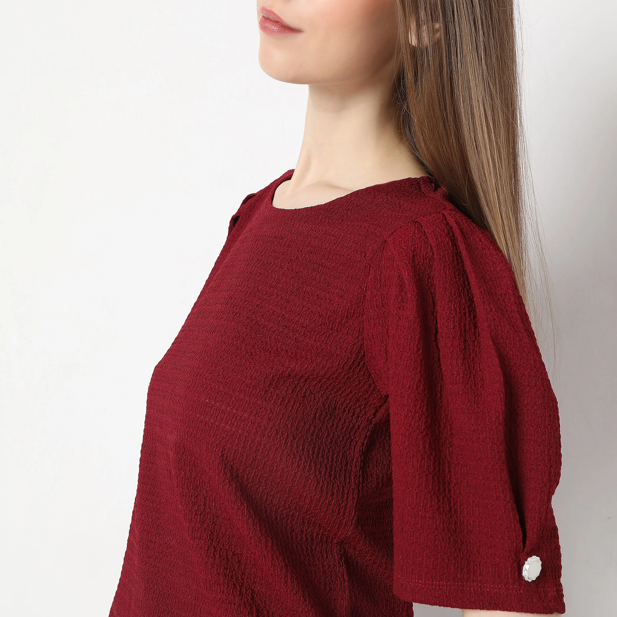 Structured Puffed Sleeve Top - Image 4