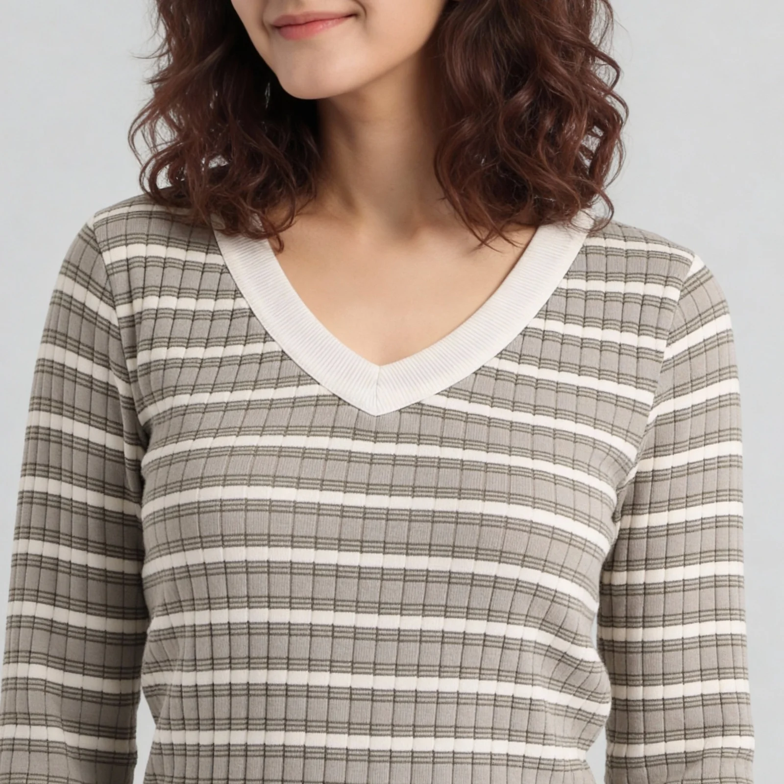 V-Neck Striped Cropped T-Shirt - Image 19