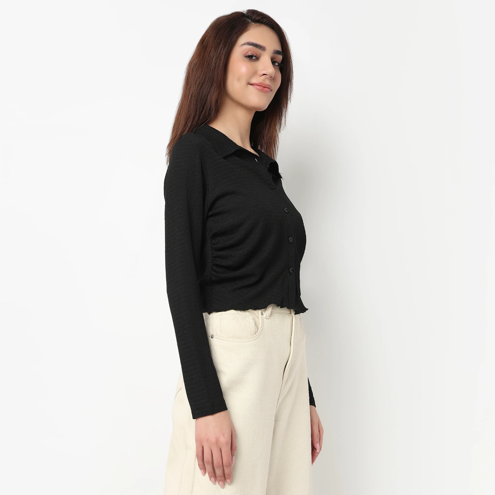 Slim Fit Structured Cropped Shirt - Image 10