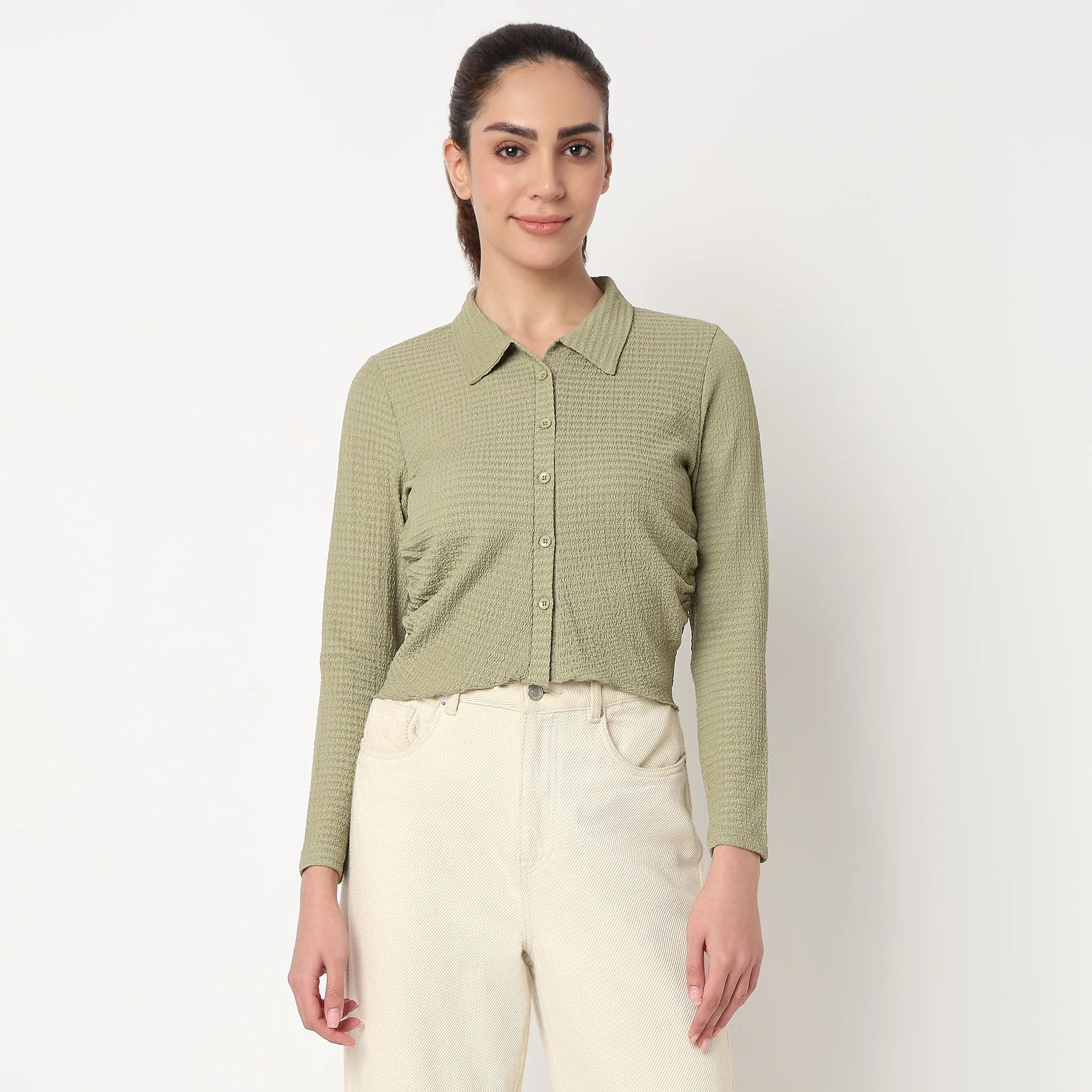 Slim Fit Structured Cropped Shirt - Image 12