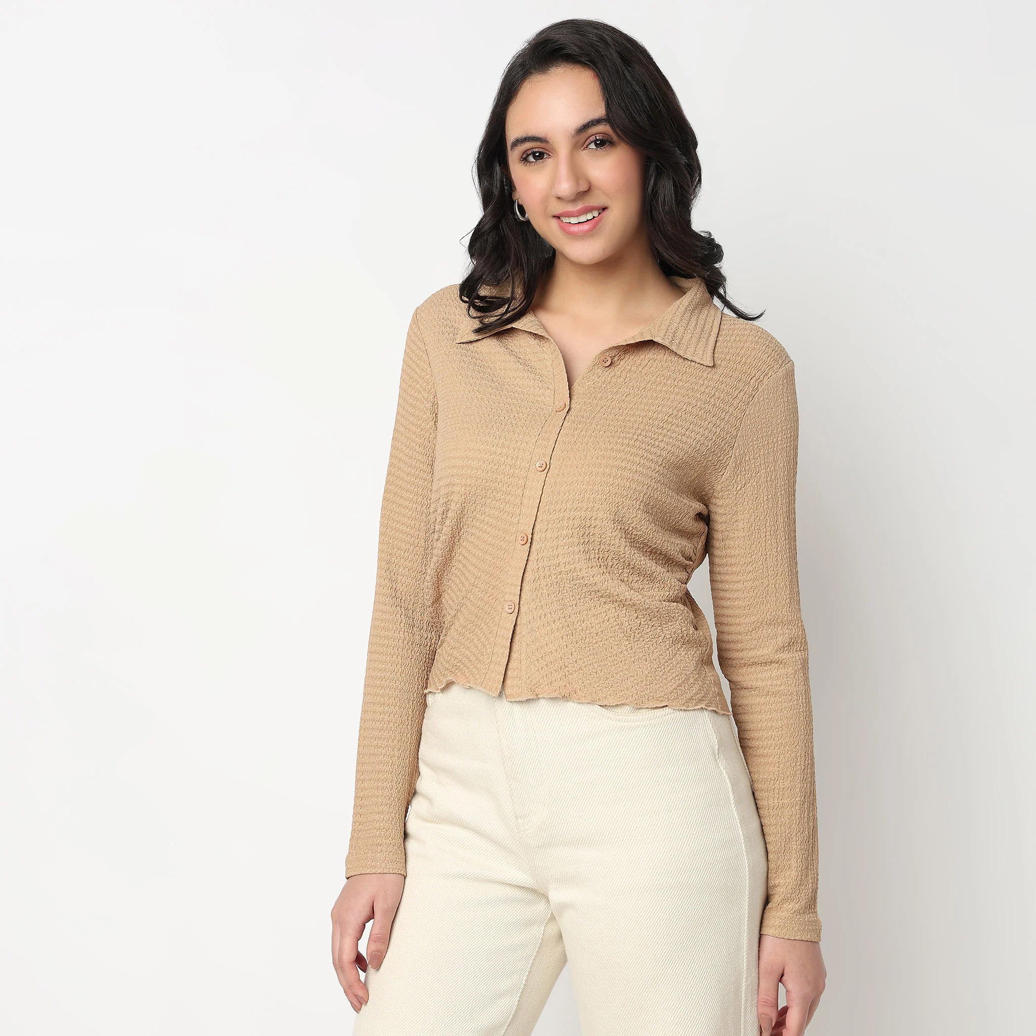 Slim Fit Structured Cropped Shirt - Image 2
