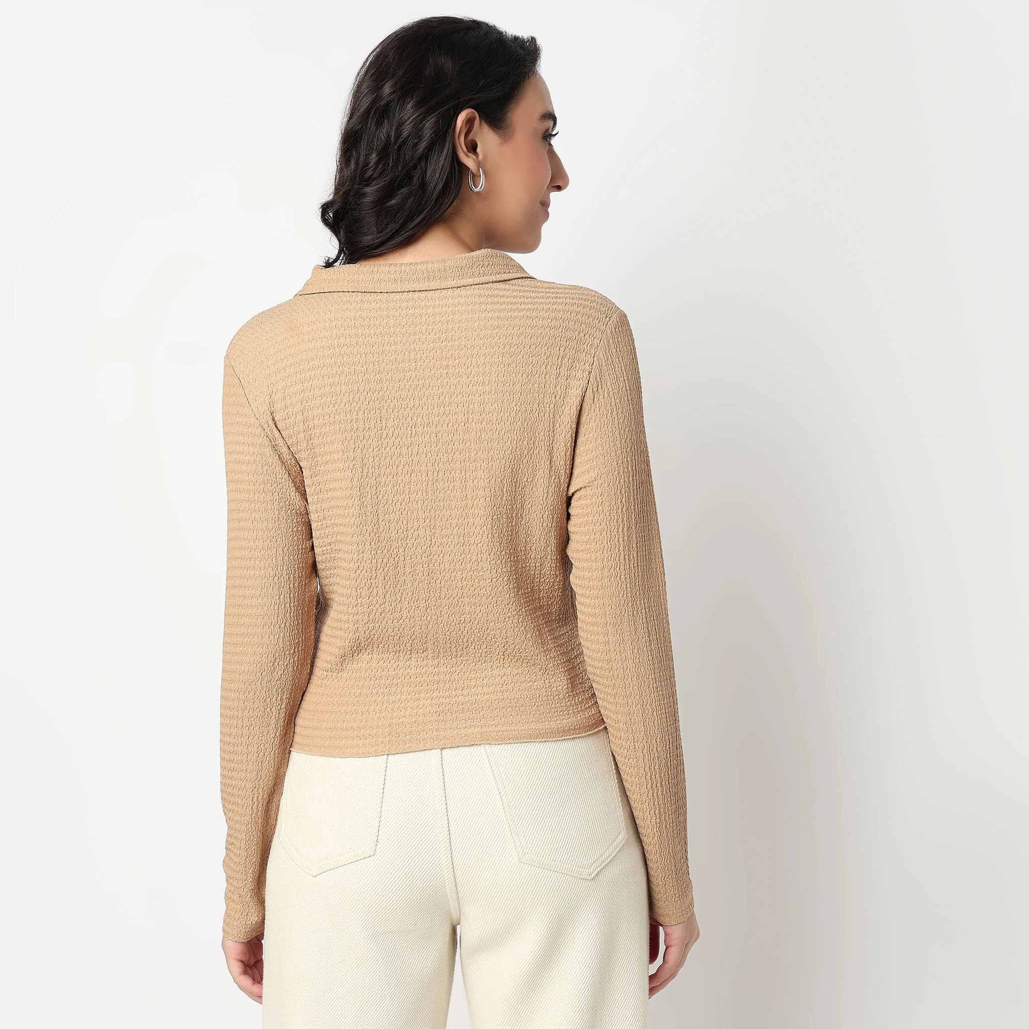 Slim Fit Structured Cropped Shirt - Image 3