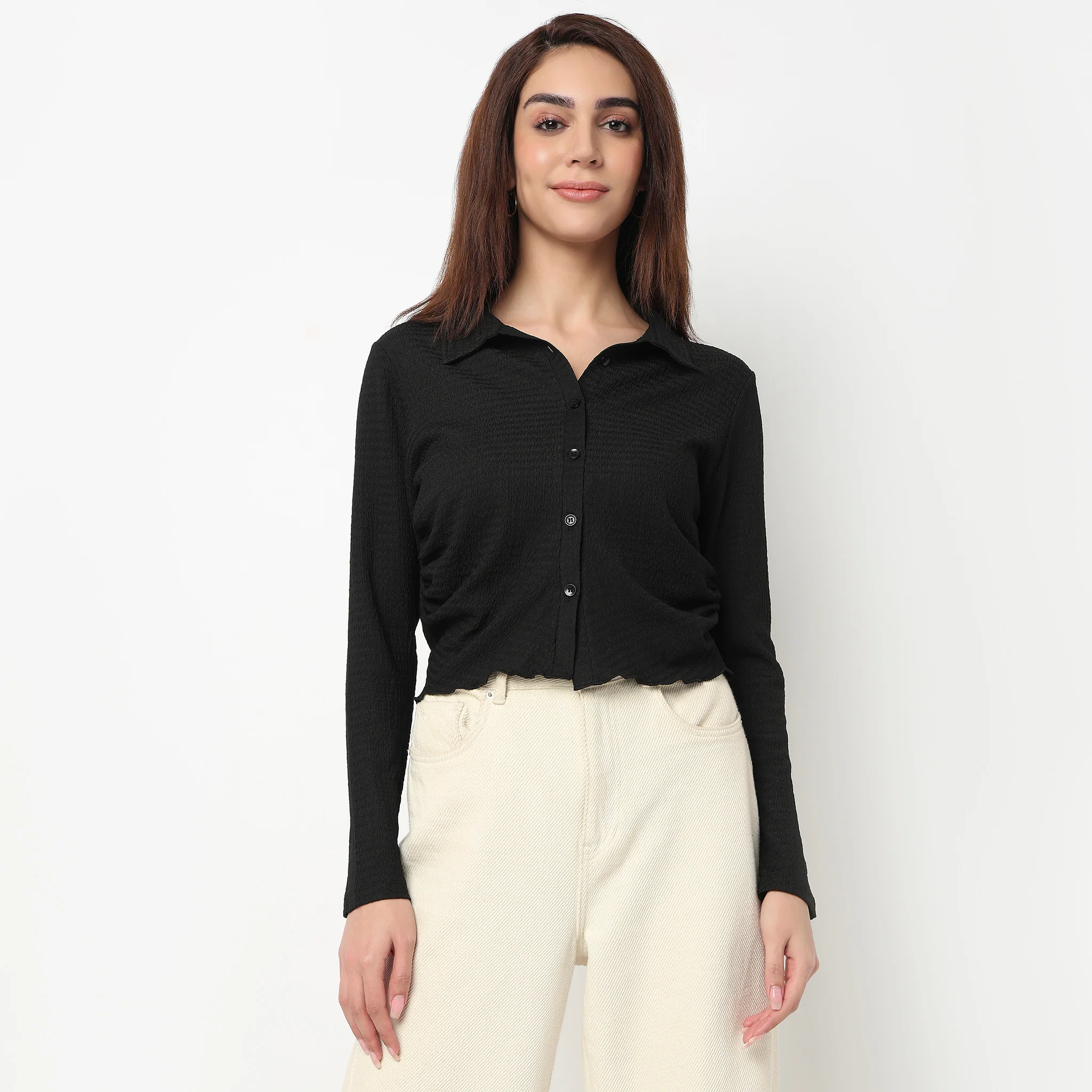 Slim Fit Structured Cropped Shirt - Image 7