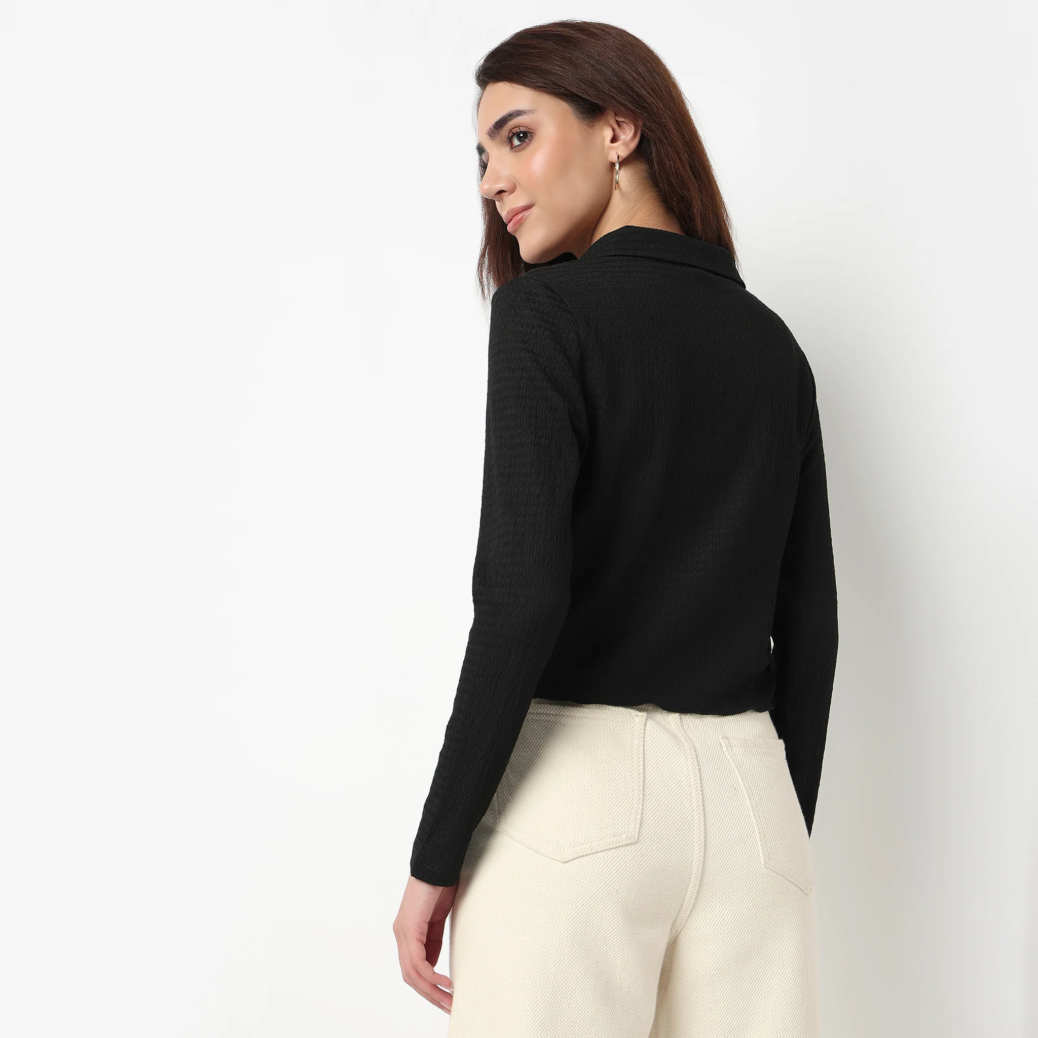 Slim Fit Structured Cropped Shirt - Image 8