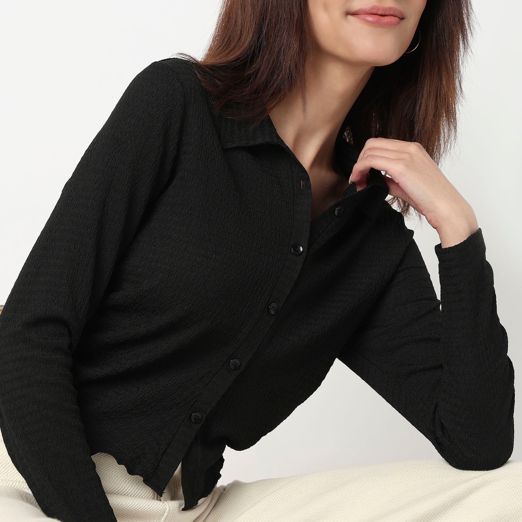 Slim Fit Structured Cropped Shirt - Image 9