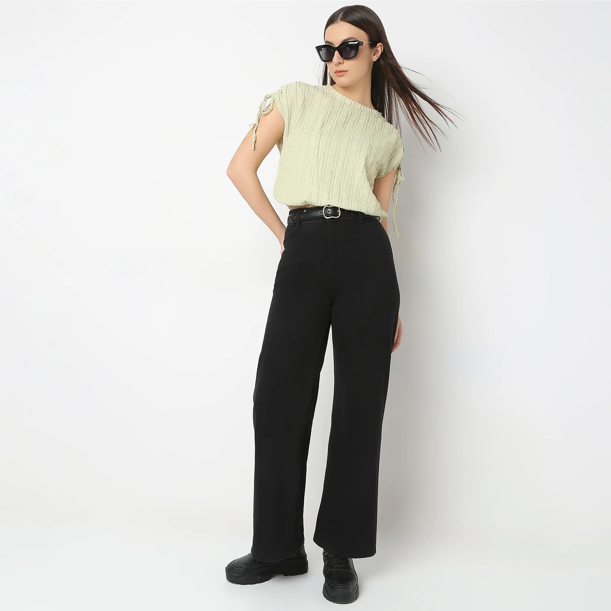 Betty Fashion Dolman Sleeve Top With Extended Shoulder With Drawstring Tie Detail - Image 16