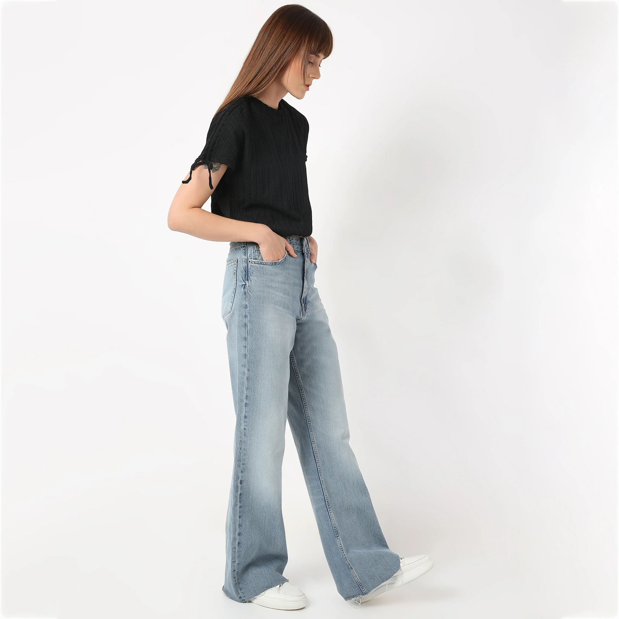 Betty Fashion Dolman Sleeve Top With Extended Shoulder With Drawstring Tie Detail - Image 21