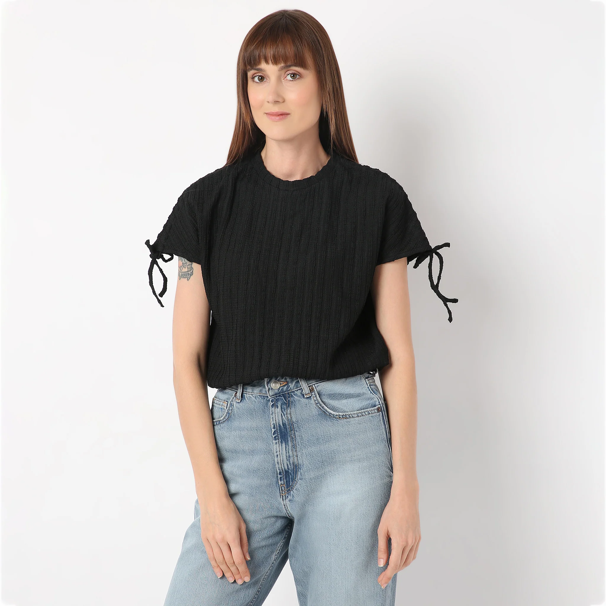 Betty Fashion Dolman Sleeve Top With Extended Shoulder With Drawstring Tie Detail - Image 22