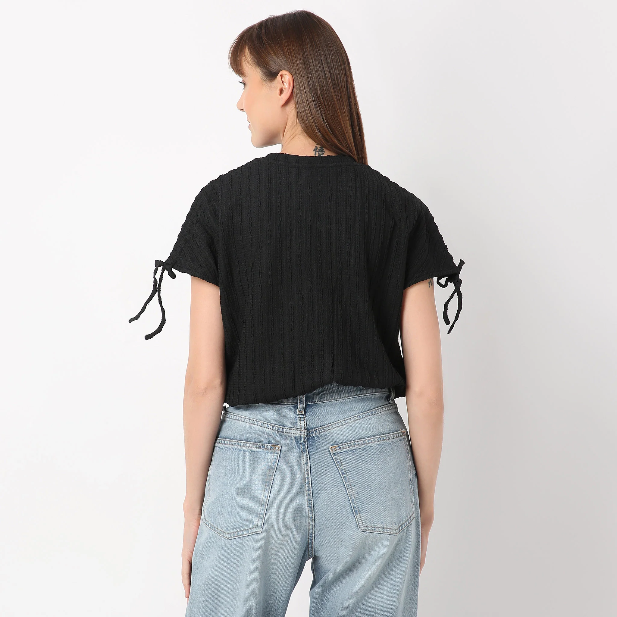 Betty Fashion Dolman Sleeve Top With Extended Shoulder With Drawstring Tie Detail - Image 23