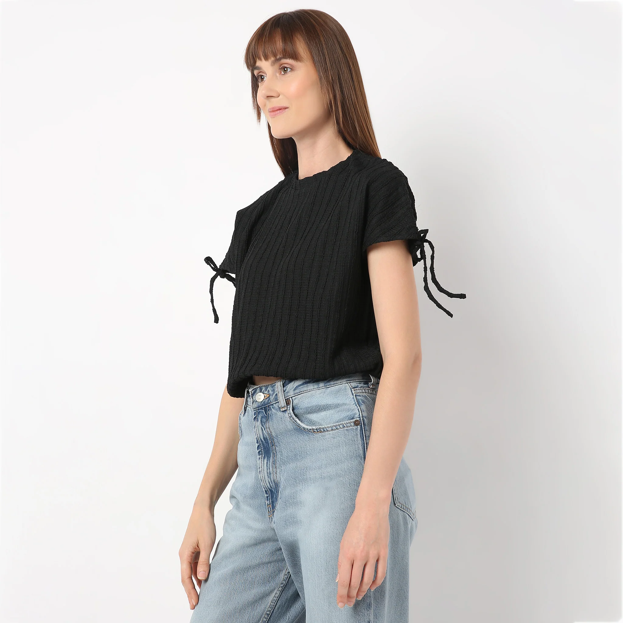 Betty Fashion Dolman Sleeve Top With Extended Shoulder With Drawstring Tie Detail - Image 25