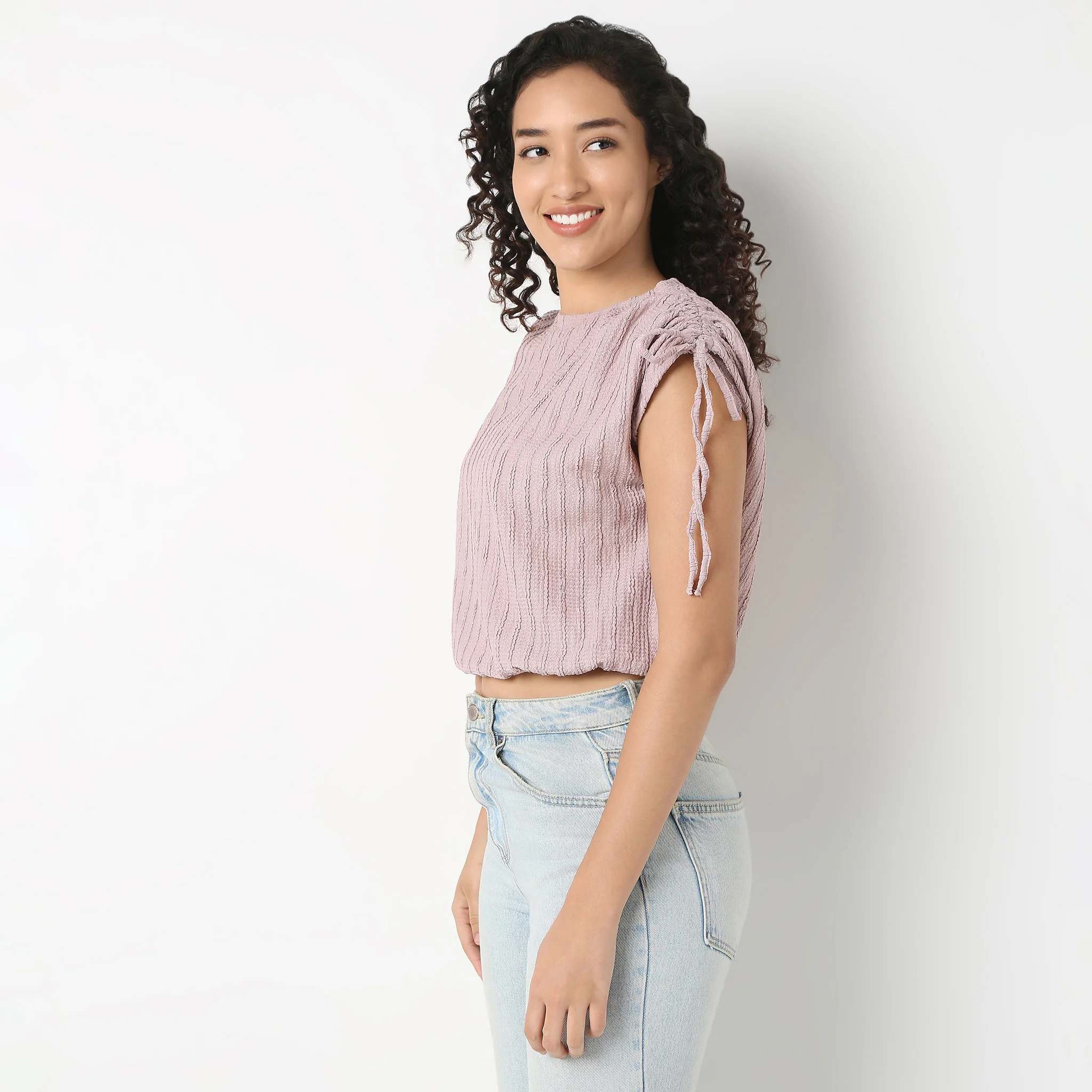 Betty Fashion Dolman Sleeve Top With Extended Shoulder With Drawstring Tie Detail - Image 35