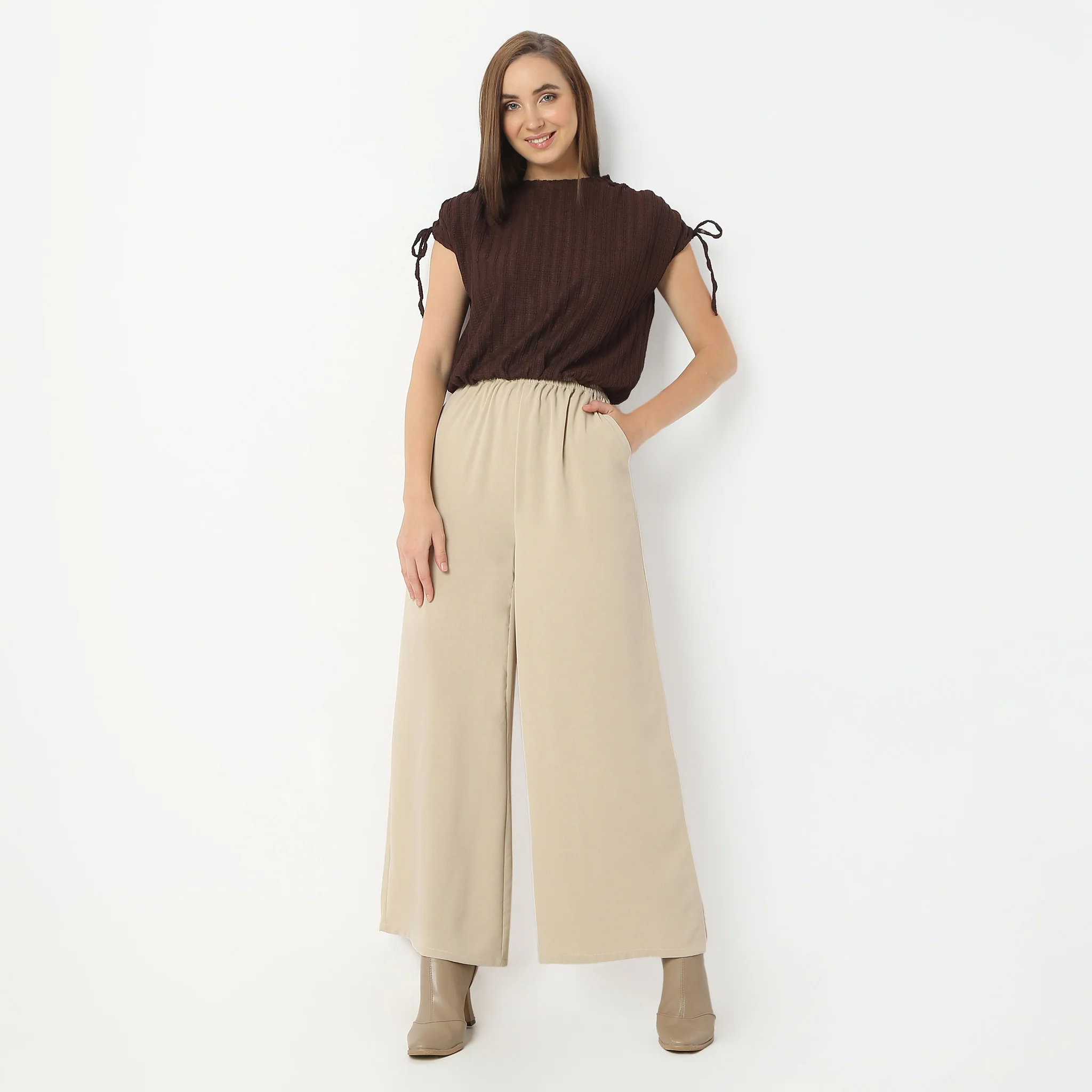 Betty Fashion Dolman Sleeve Top With Extended Shoulder With Drawstring Tie Detail - Image 37