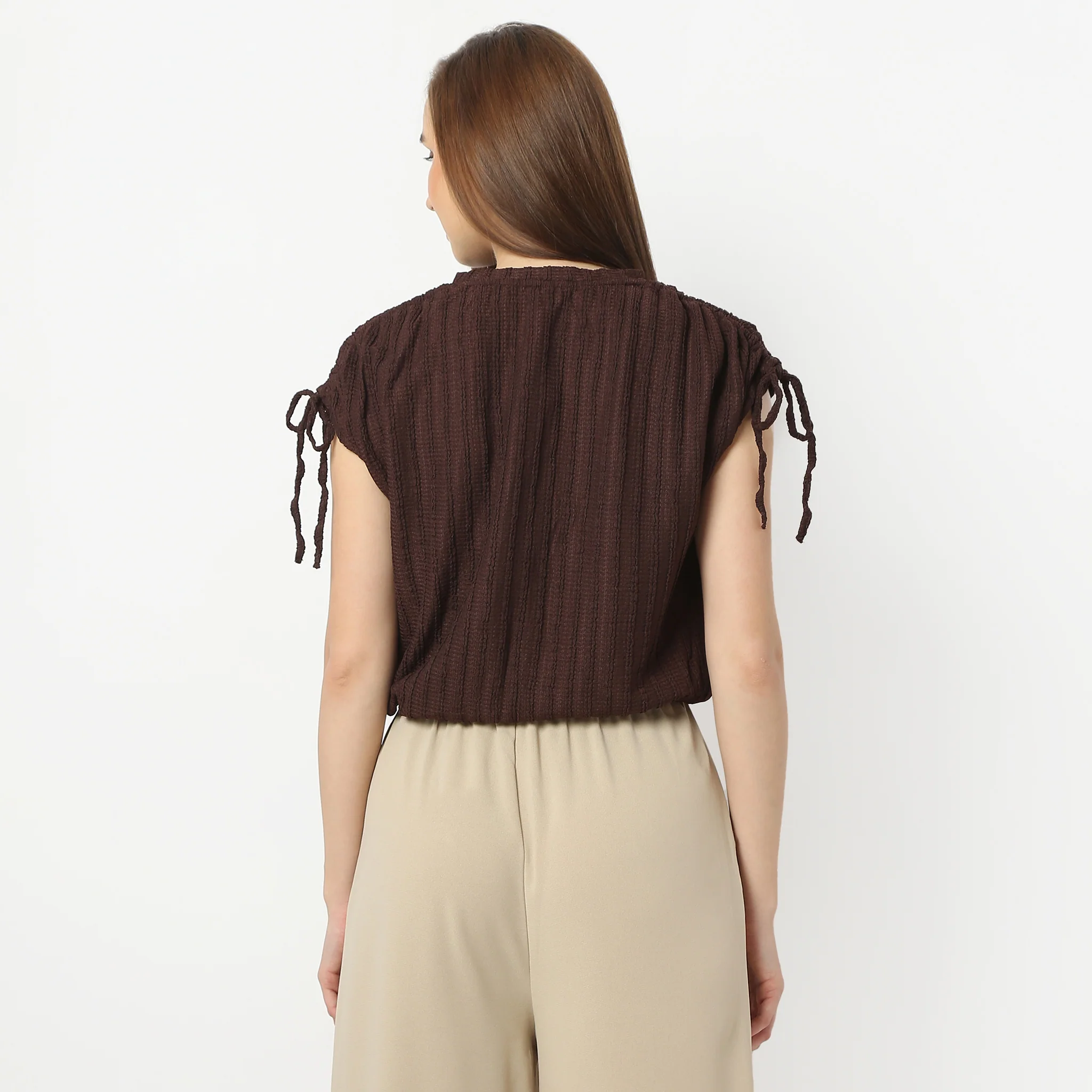 Betty Fashion Dolman Sleeve Top With Extended Shoulder With Drawstring Tie Detail - Image 38