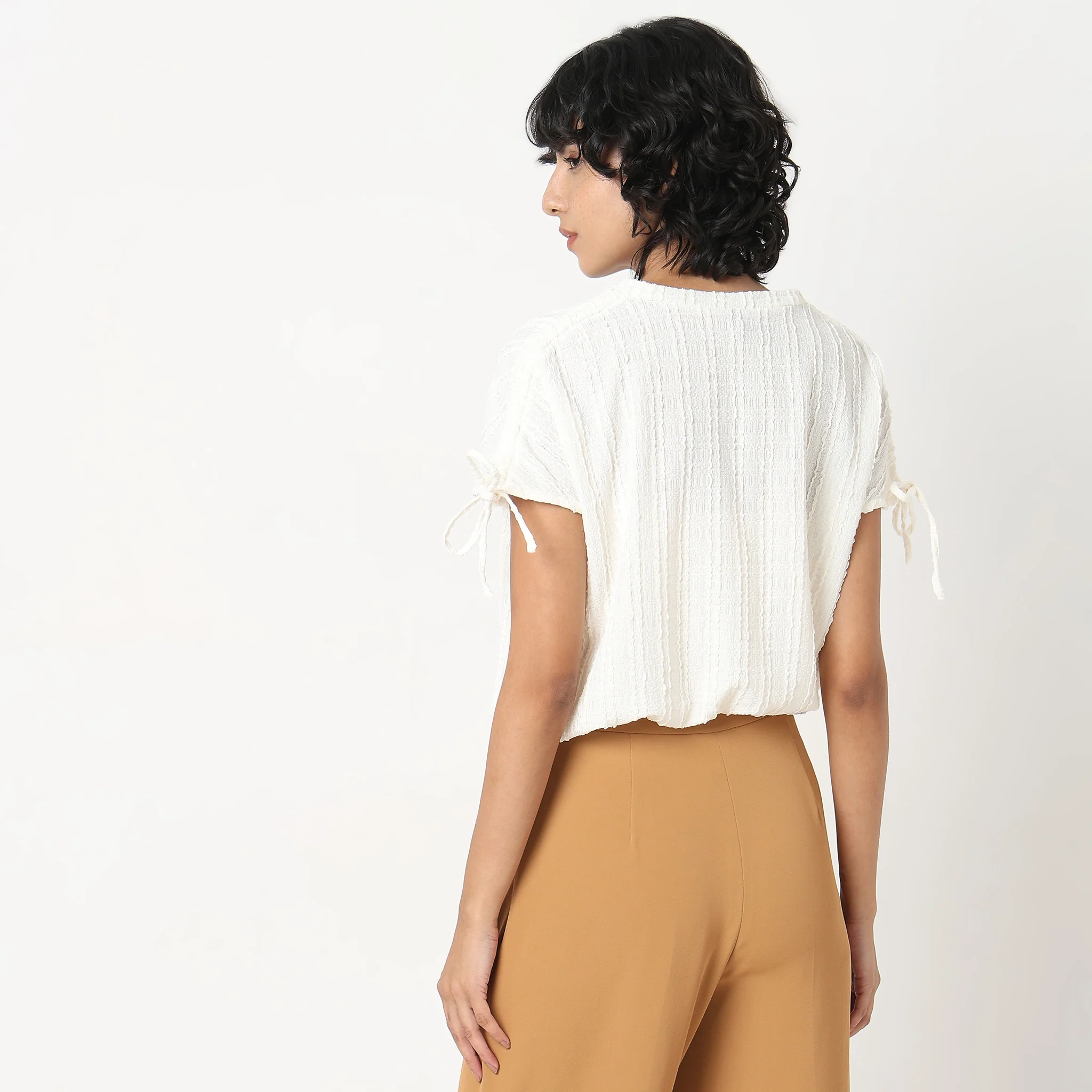 Betty Fashion Dolman Sleeve Top With Extended Shoulder With Drawstring Tie Detail - Image 8