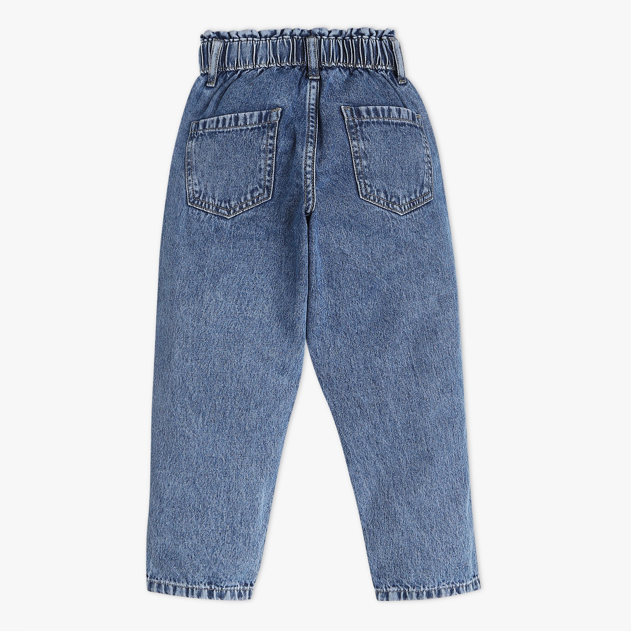 Classic Girls Mid Wash Sloutch Fit Denim With All Round Elasticated Waistband - Image 2