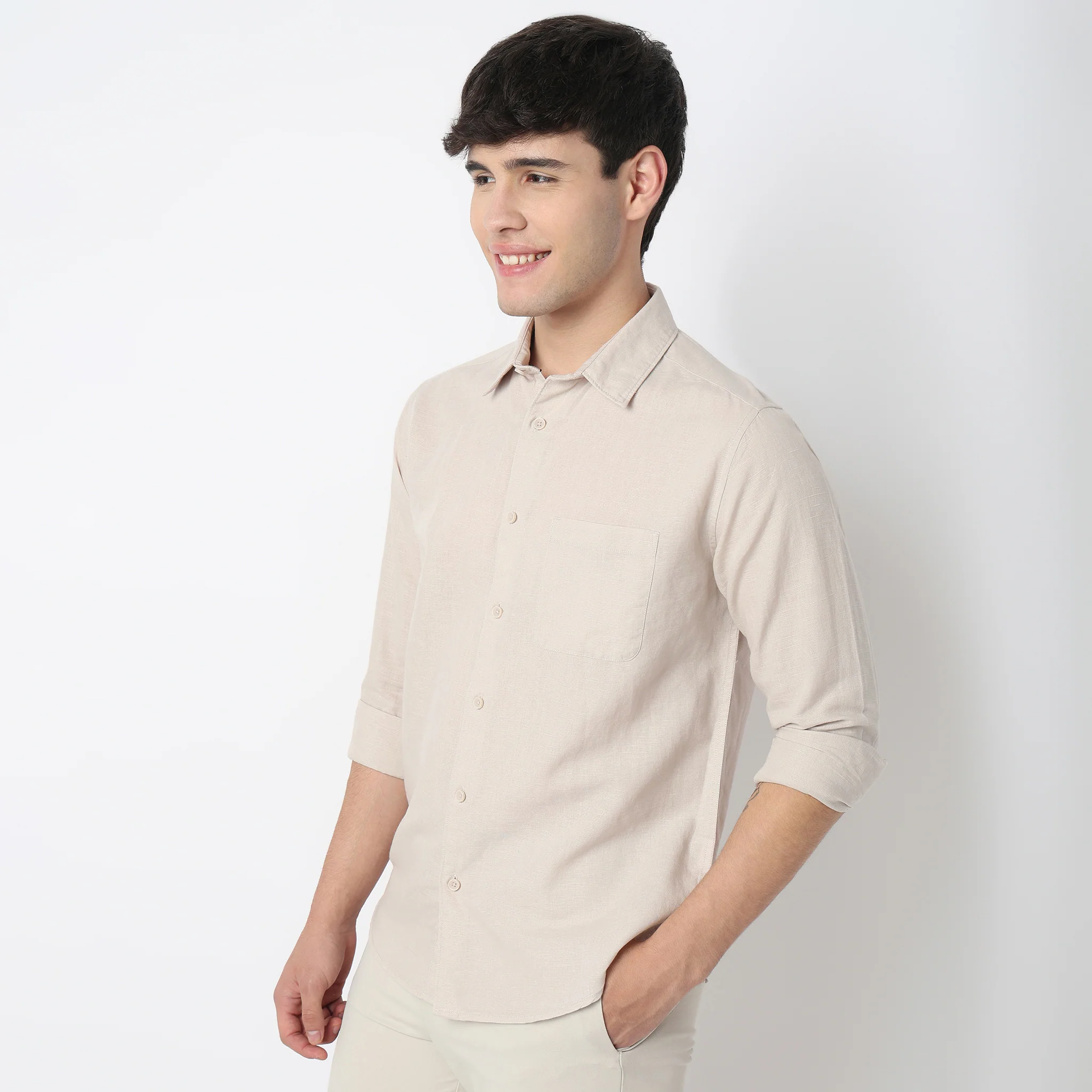 LininįµĖ£ - Linen Enriched Fine Natural Blend Shirts Solid Full Sleeve Shirts - Image 15