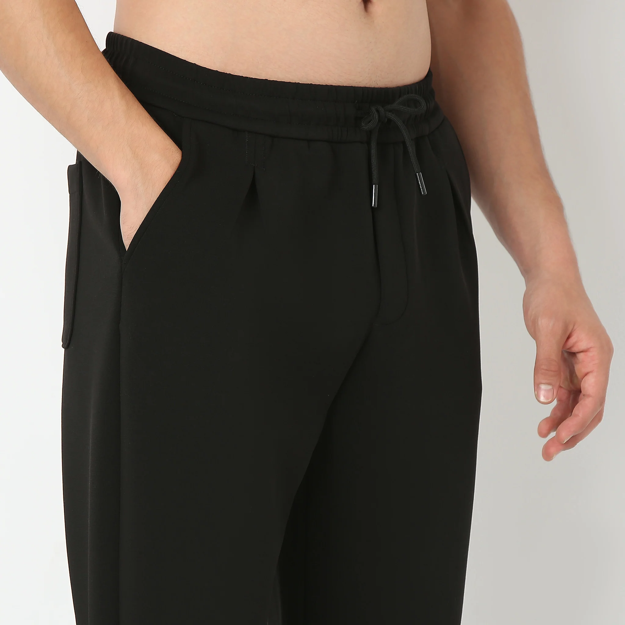 Downton Pants™ Solid Knitted Textured With Elasticated Waist - Relaxed Fit - Image 4