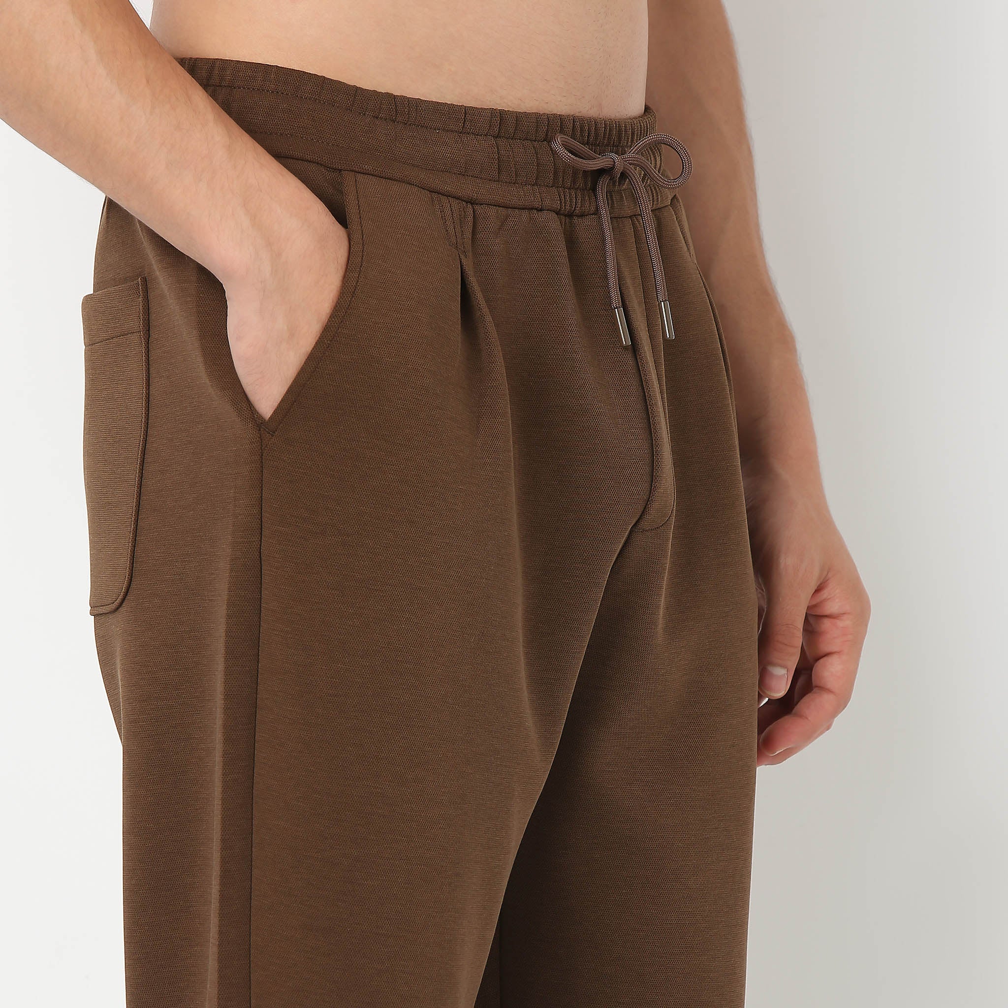 Downton Pants™ Solid Knitted Textured With Elasticated Waist - Relaxed Fit - Image 9