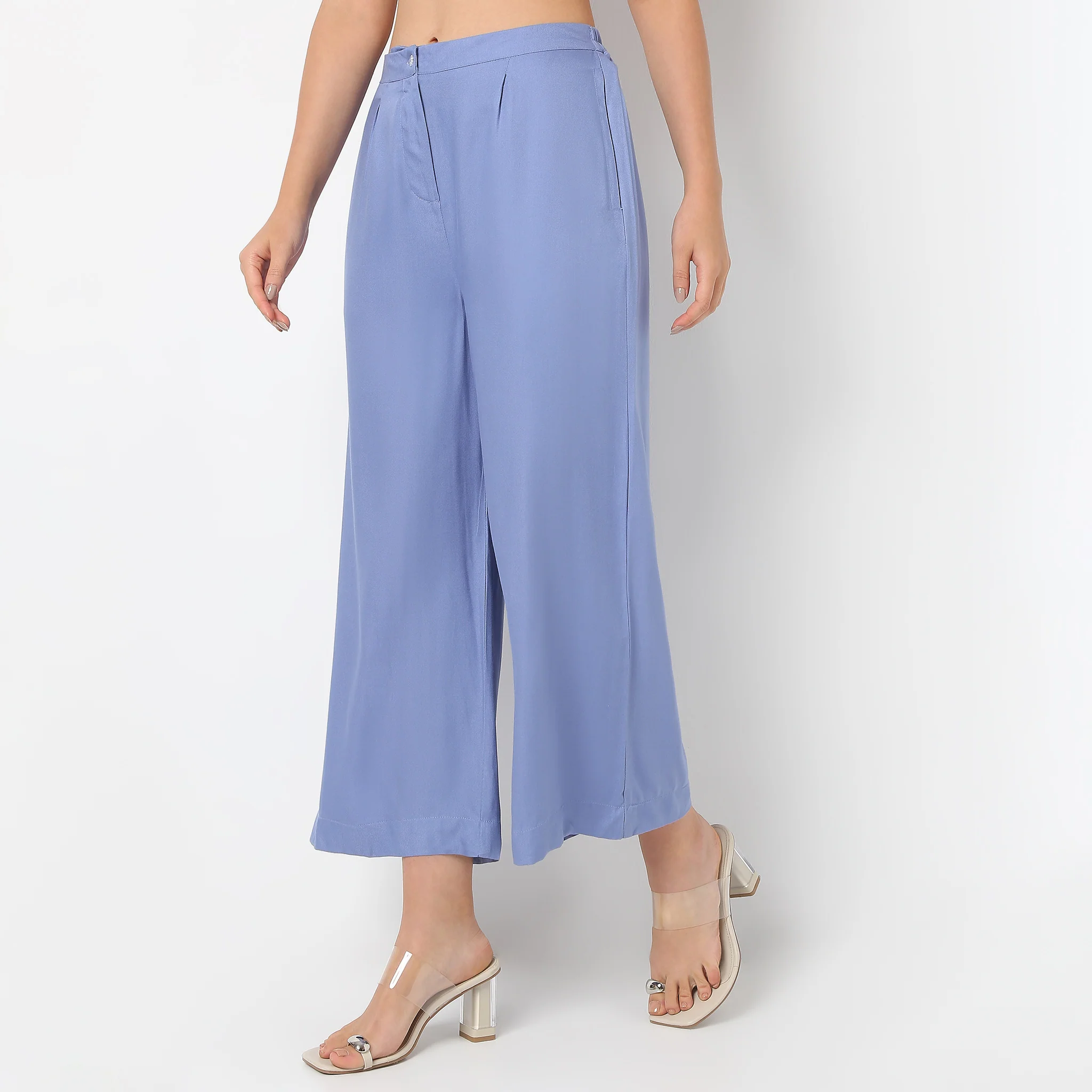 Solid Ankle Length Relaxed Fit Palazzo - Image 5