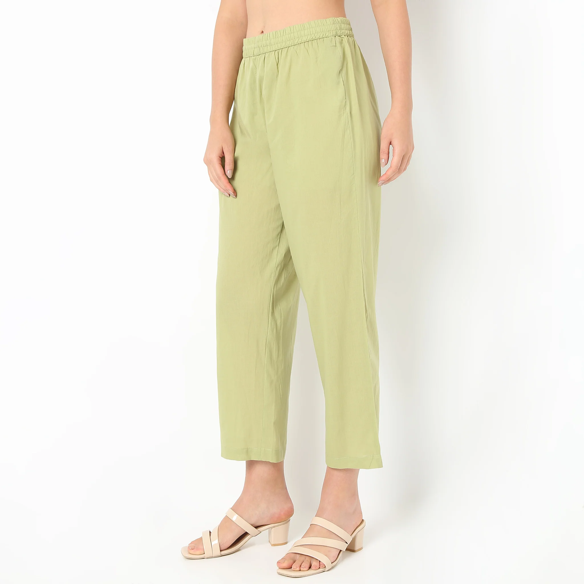 Above Ankle Solid Straight Fit Pants - Image 5