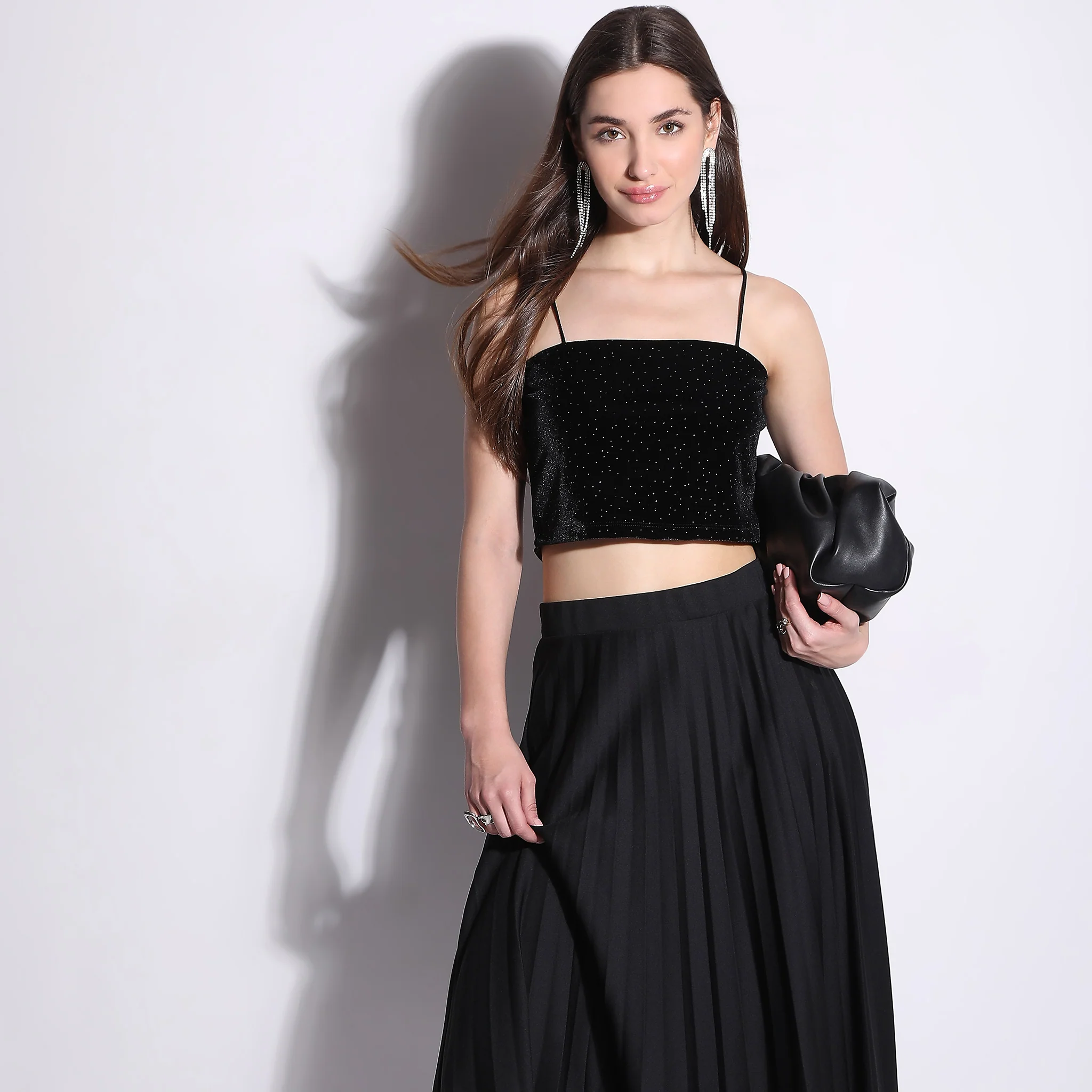 Solid Betty Look Sleeveless Fitted Party Crop Top - Image 2