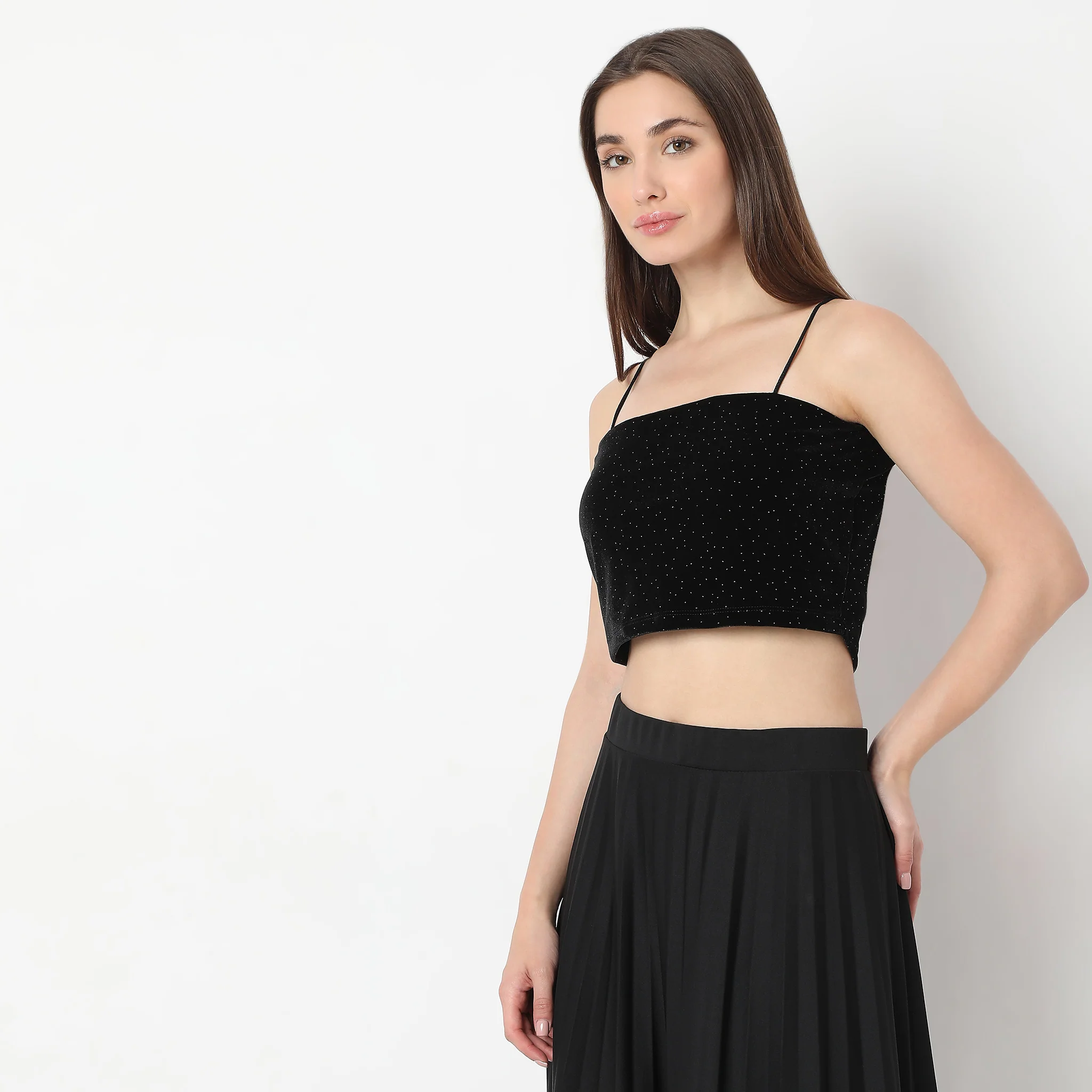 Solid Betty Look Sleeveless Fitted Party Crop Top - Image 5