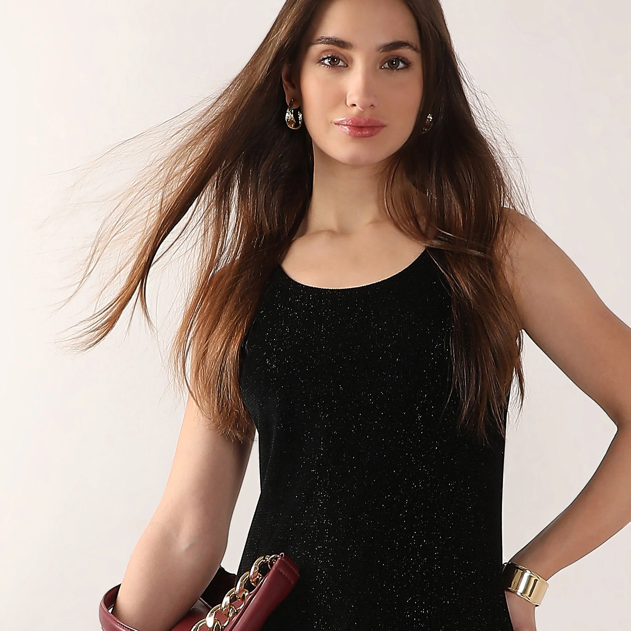 Solid Calf Length With Scoop Neck Fitted Party Dress - Image 4