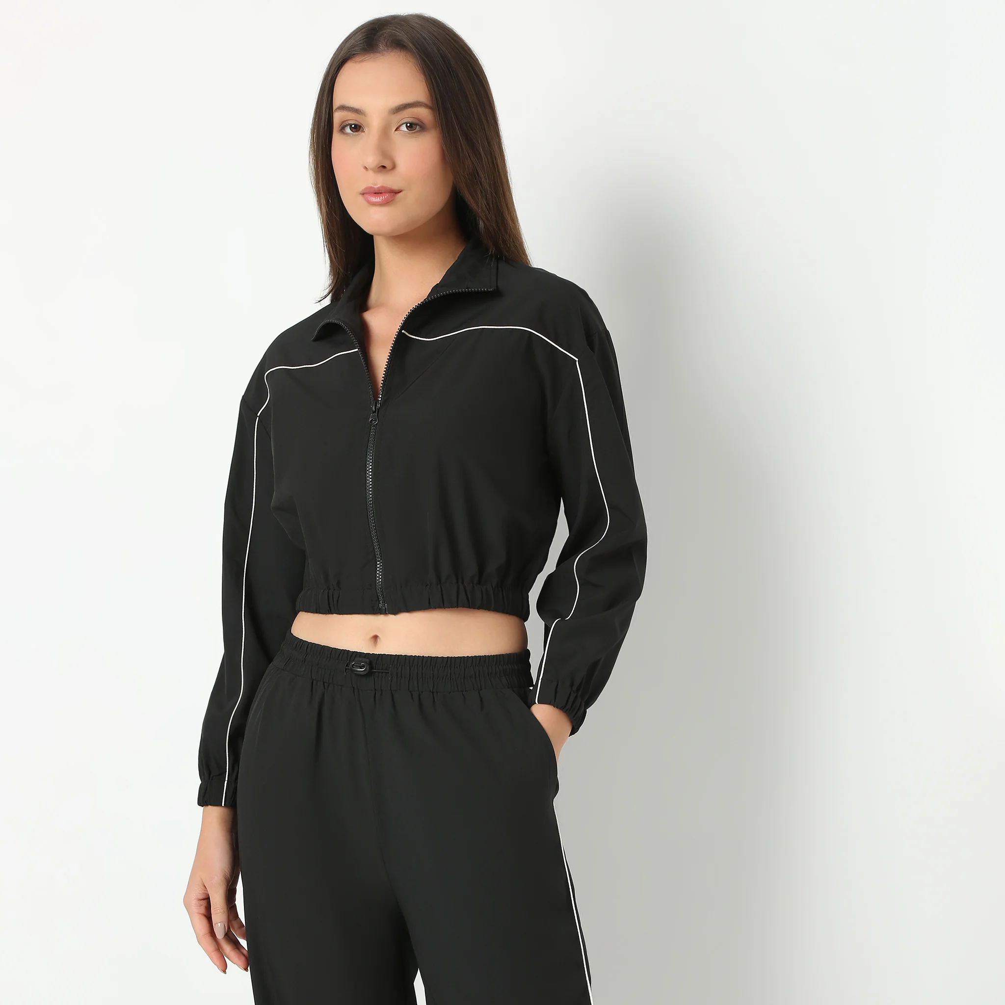 Turtle Neck Full Sleeve Zipper Closure Solid Jacket - Image 2