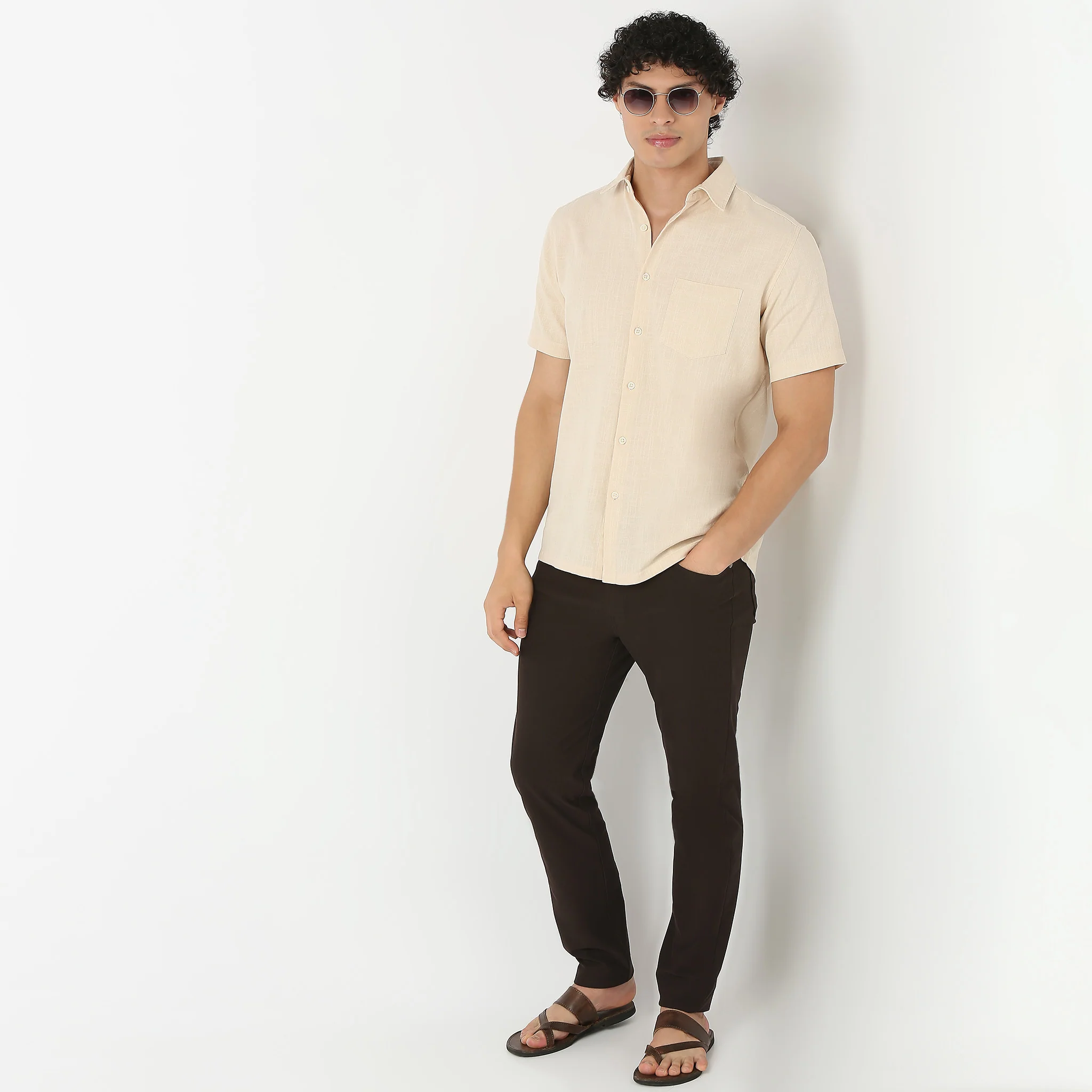 Shirt Collar Half Sleeve Solid Shirt