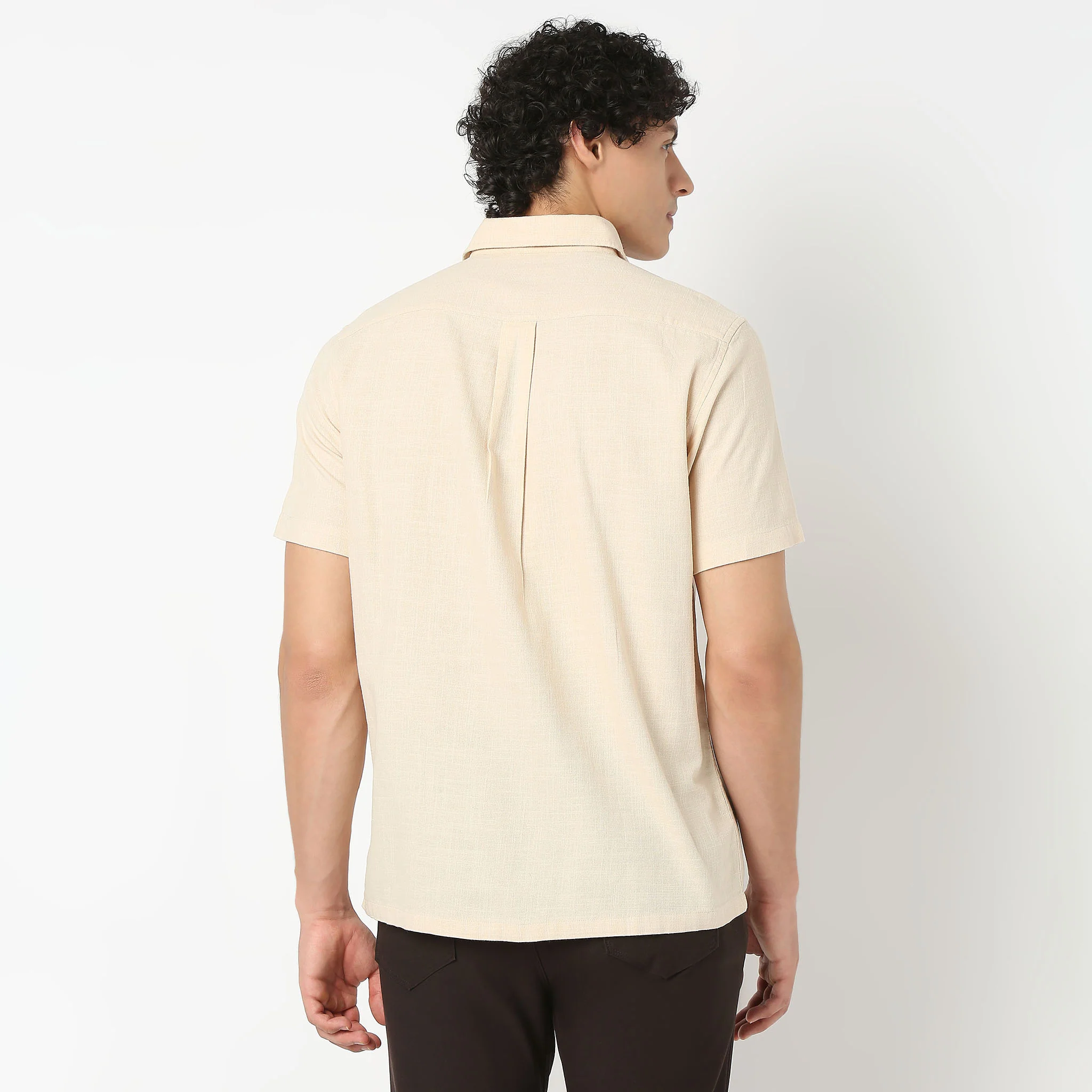 Shirt Collar Half Sleeve Solid Shirt - Image 3