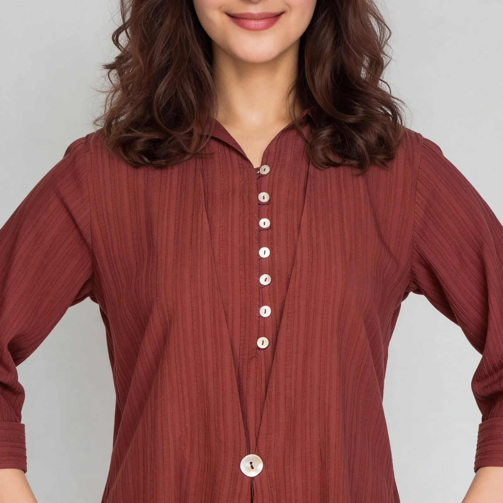 Solid Collar Straight Kurta - Image 4