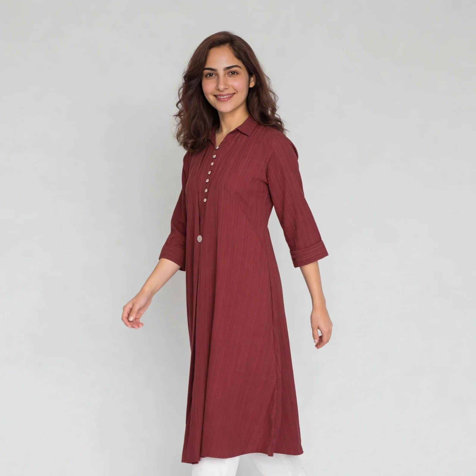 Solid Collar Straight Kurta - Image 5