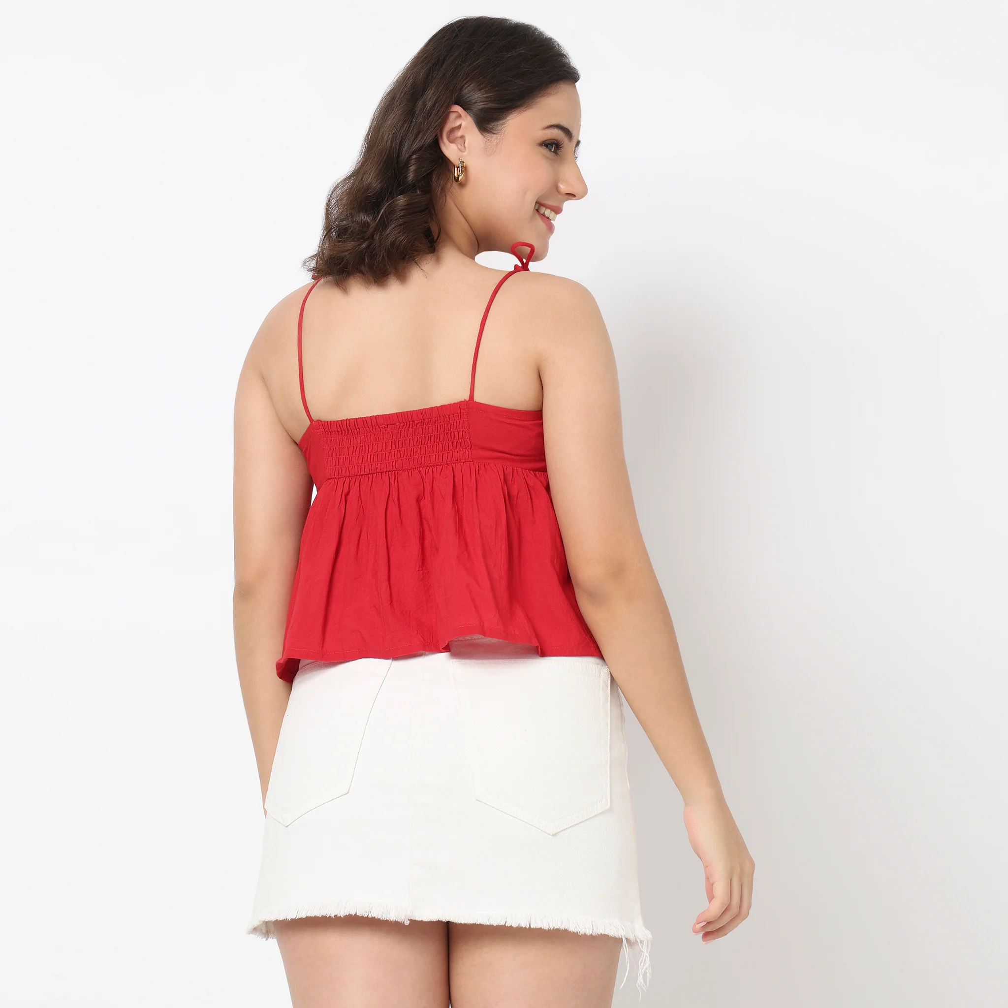 Solid Crop Top With Bow Detail - Image 3