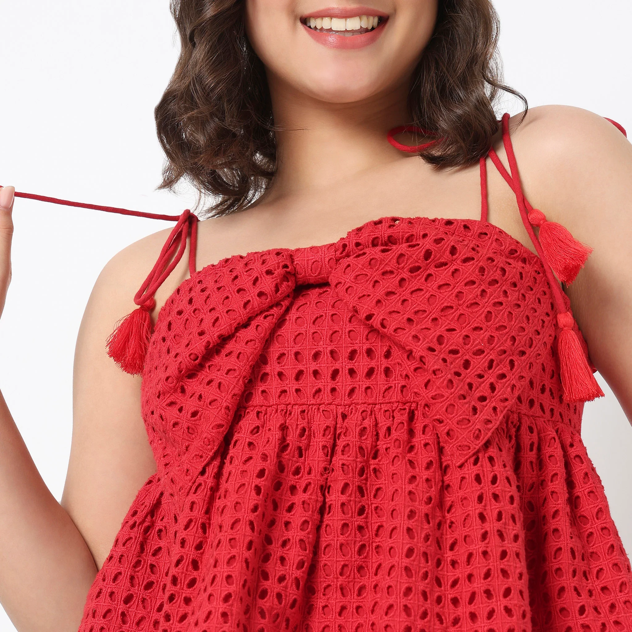 Solid Crop Top With Bow Detail - Image 4