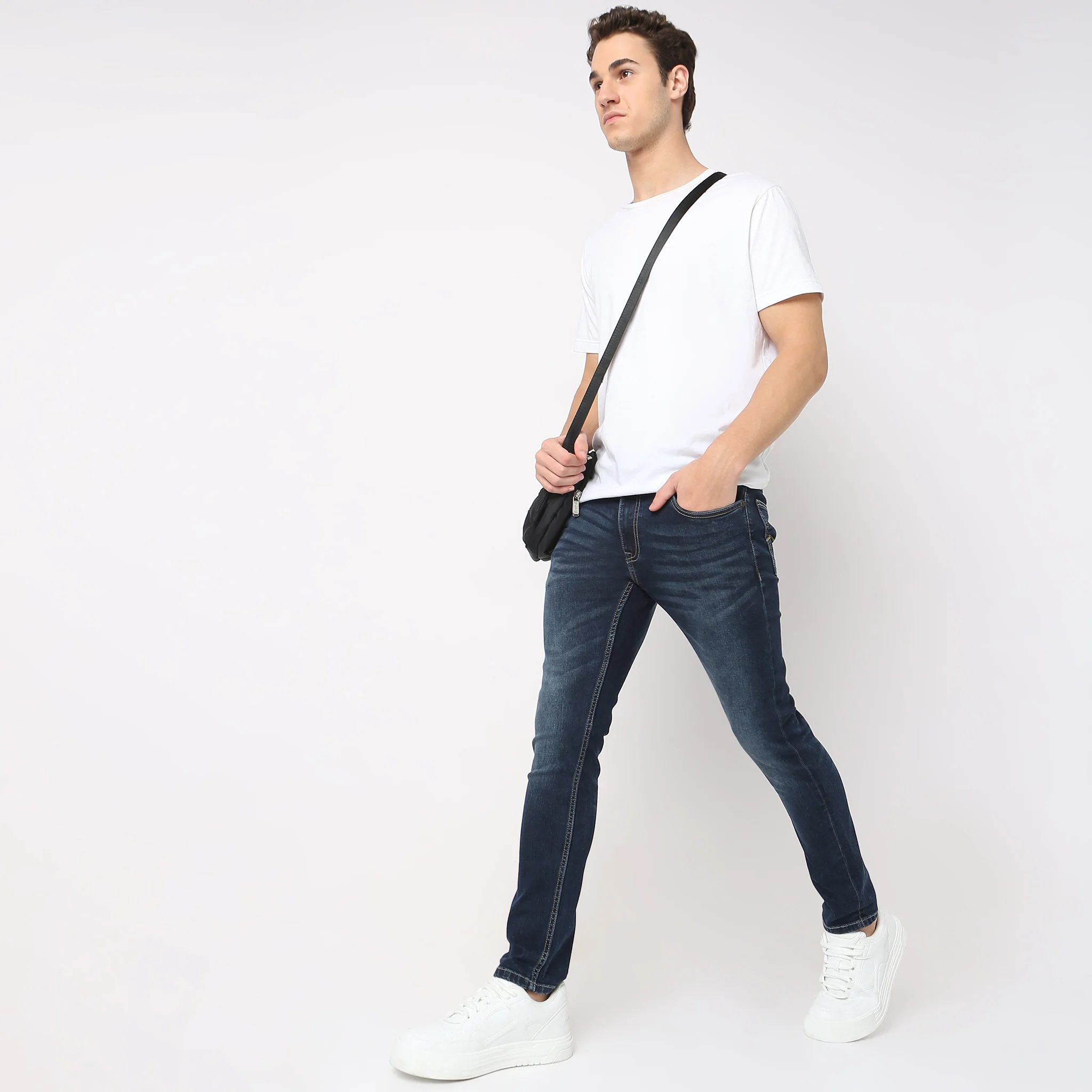 Union of Denim® - Original Dark Indigo Slim Crop Fit Clasic Pre-Rinsed 3D Whiskers Jeans With E-fast® Stretch