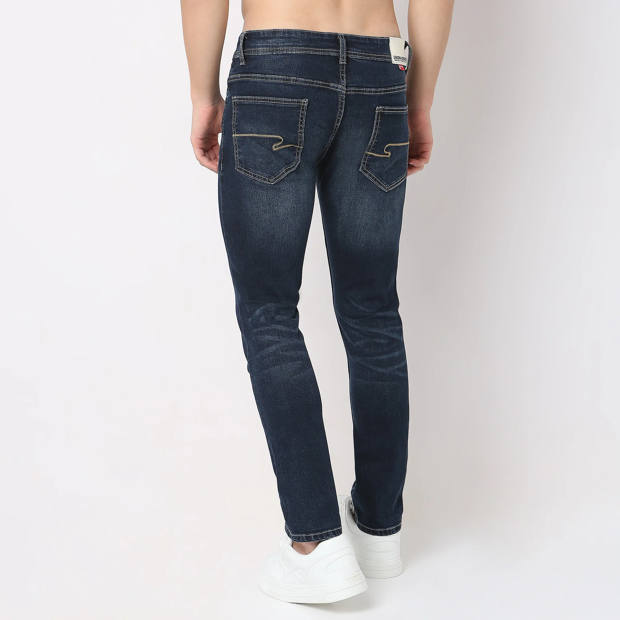 Union of Denim® - Original Dark Indigo Slim Crop Fit Clasic Pre-Rinsed 3D Whiskers Jeans With E-fast® Stretch - Image 3