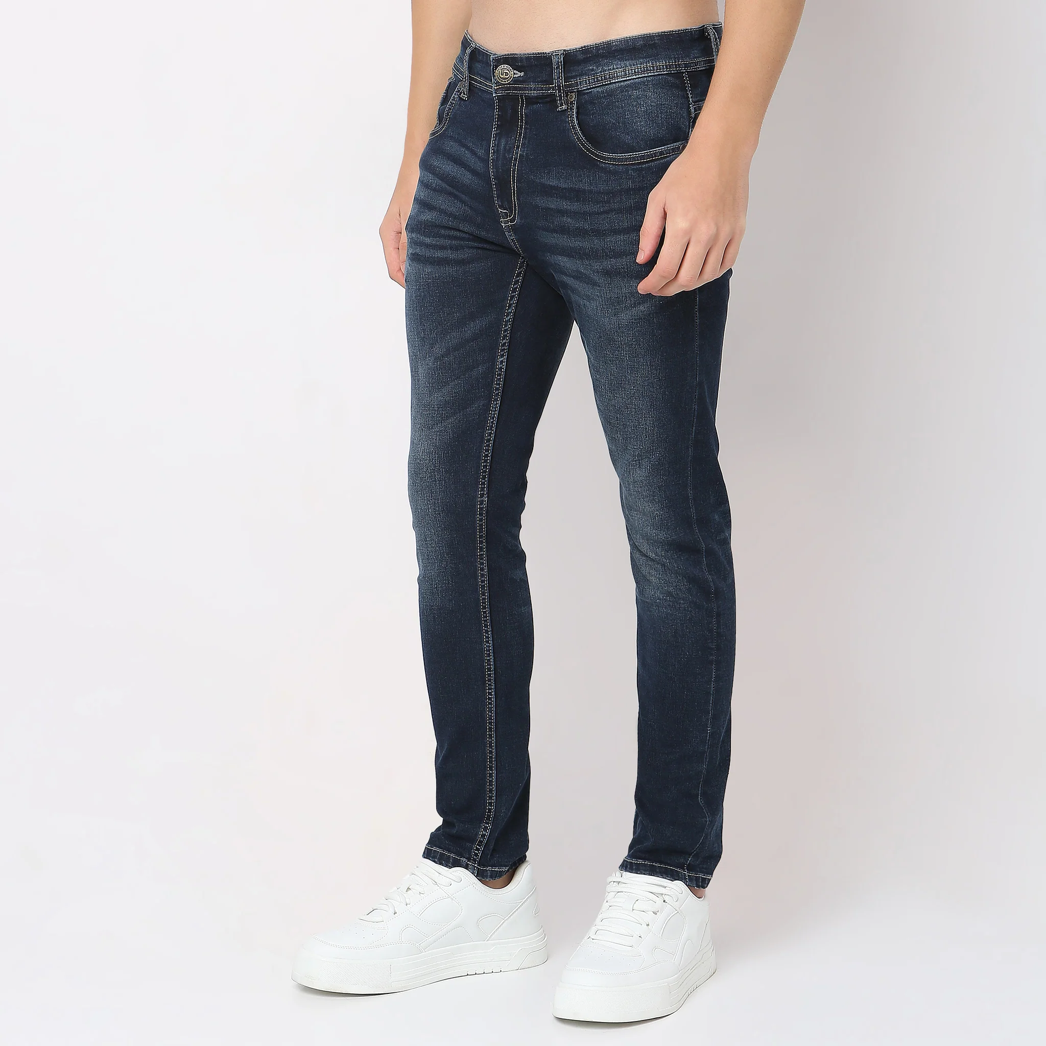 Union of Denim® - Original Dark Indigo Slim Crop Fit Clasic Pre-Rinsed 3D Whiskers Jeans With E-fast® Stretch - Image 5