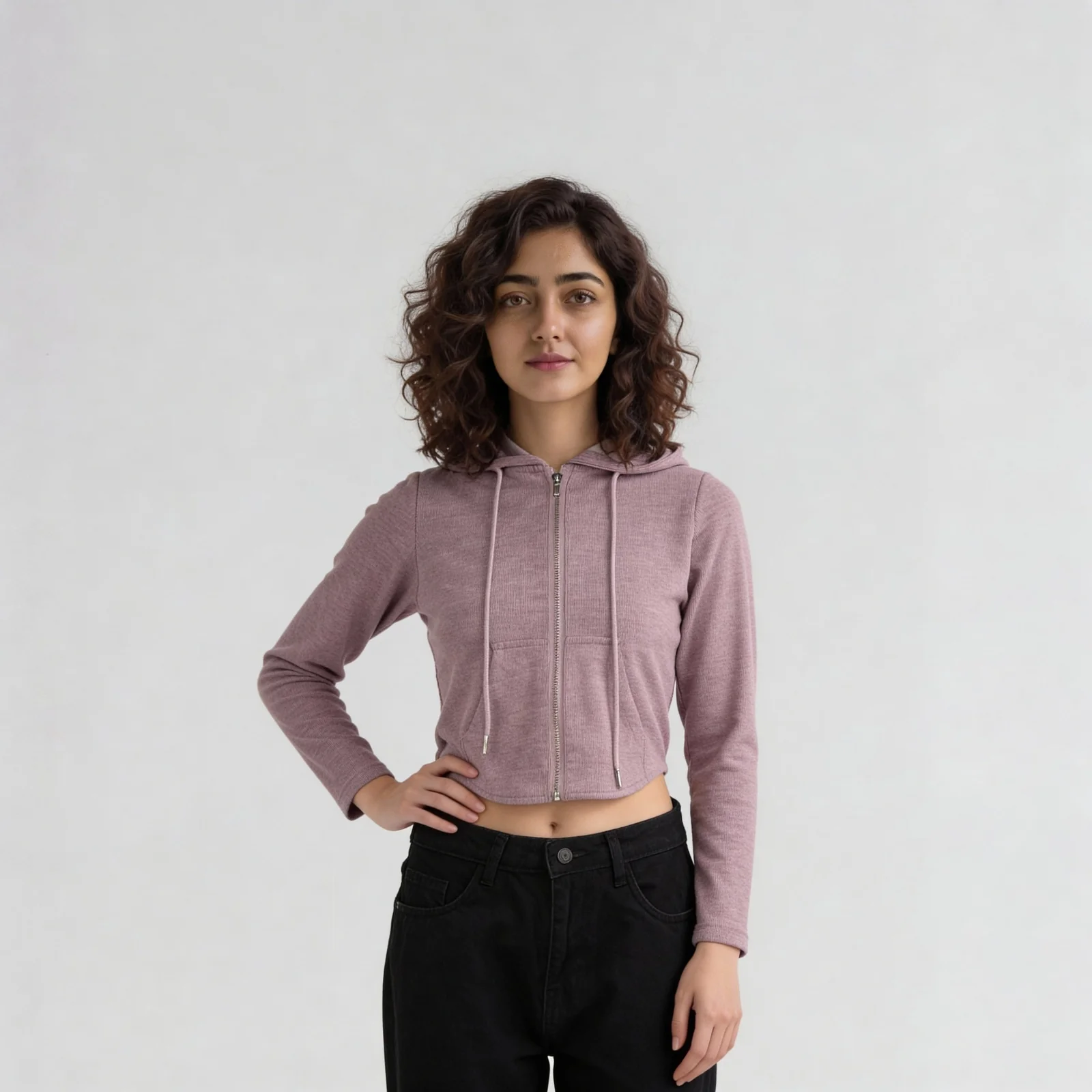 Solid Cropped Sweatshirt - Image 7
