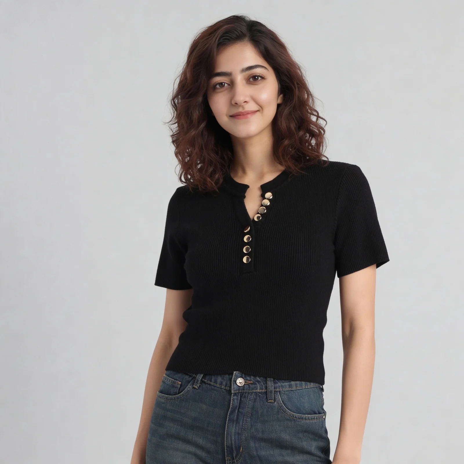 Solid Flat Knit Top - Image 2